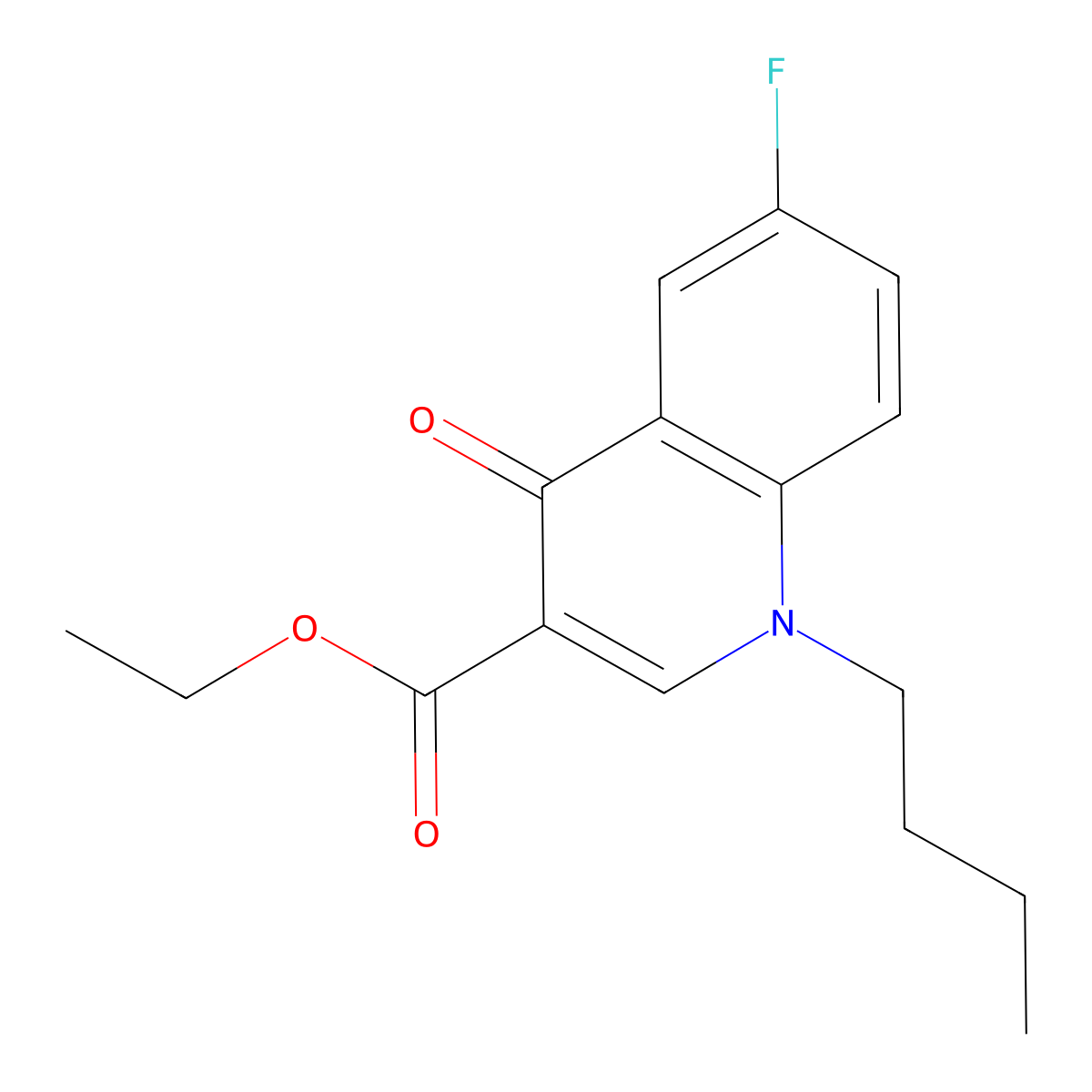 Ethyl 1-butyl-6-fluoro-4-oxoquinoline-3-carboxylate molecular structure, CAS 1260836-13-2