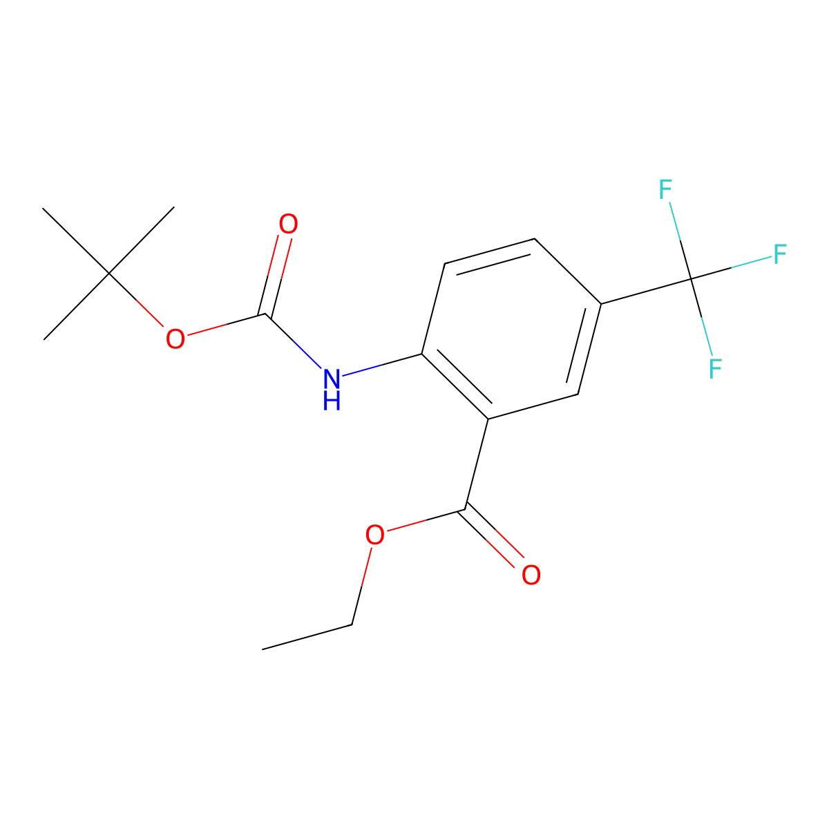 Ethyl 2-[(2-methylpropan-2-yl)oxycarbonylamino]-5-(trifluoromethyl)benzoate molecular structure, CAS 1260837-03-3