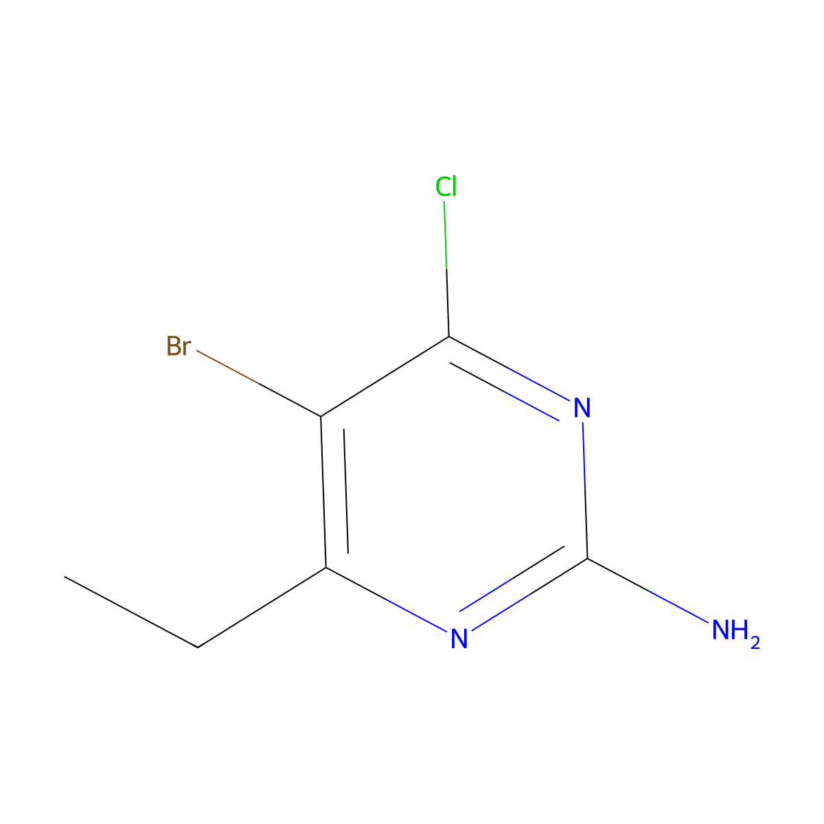 5-Bromo-4-chloro-6-ethylpyrimidin-2-amine molecular structure, CAS 1260837-10-2