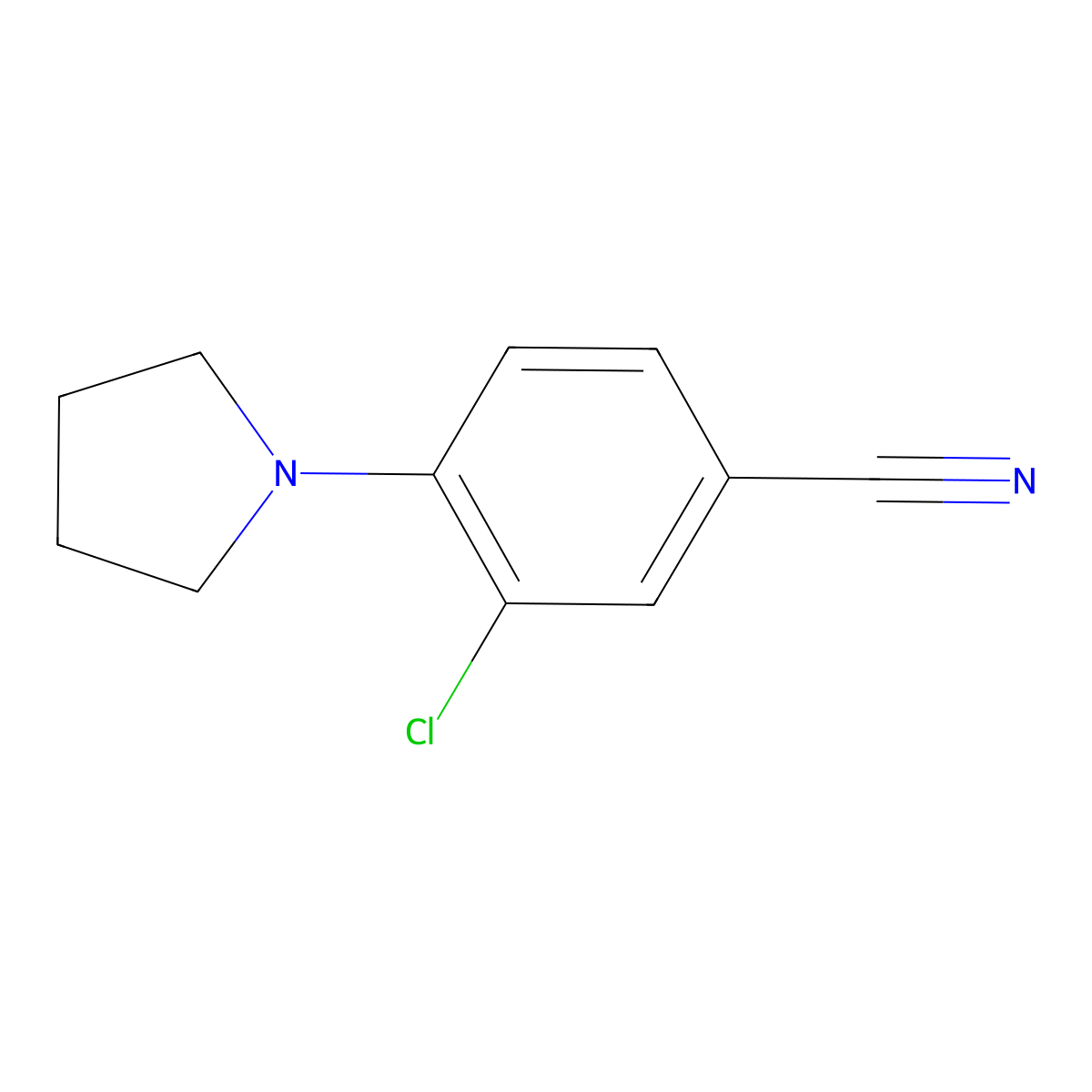 3-Chloro-4-(pyrrolidin-1-yl)benzonitrile molecular structure, CAS 1260837-35-1