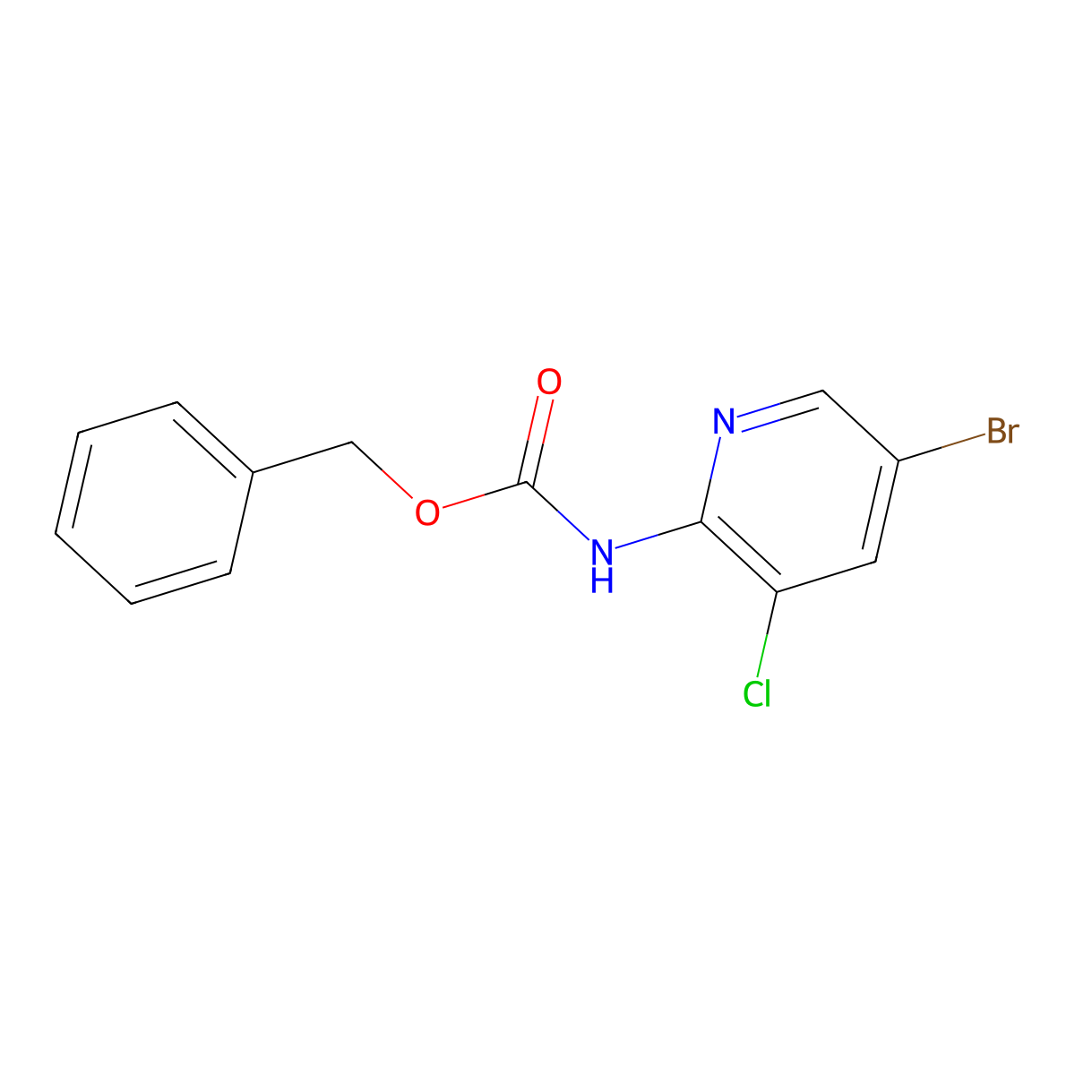 benzyl N-(5-bromo-3-chloropyridin-2-yl)carbamate molecular structure, CAS 1260837-53-3