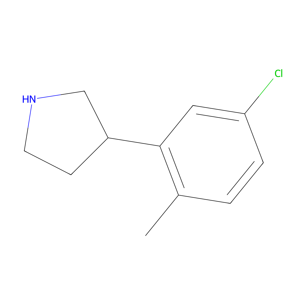 3-(5-Chloro-2-methylphenyl)pyrrolidine molecular structure, CAS 1260837-58-8