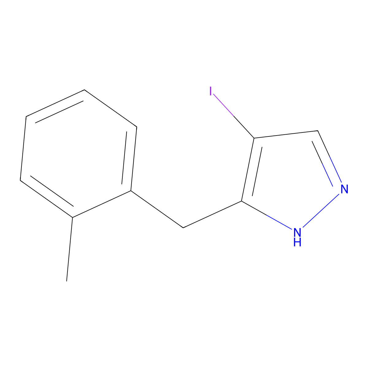 4-Iodo-3-(2-methylbenzyl)-1H-pyrazole molecular structure, CAS 1260838-10-5