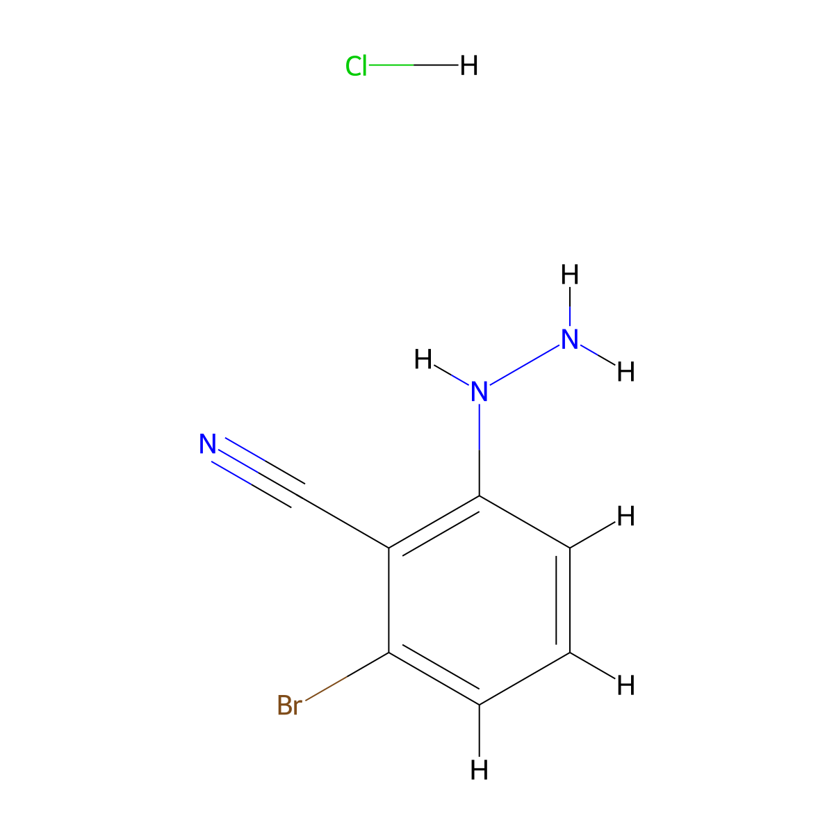 2-Bromo-6-hydrazinylbenzonitrile hydrochloride molecular structure, CAS 1260838-35-4