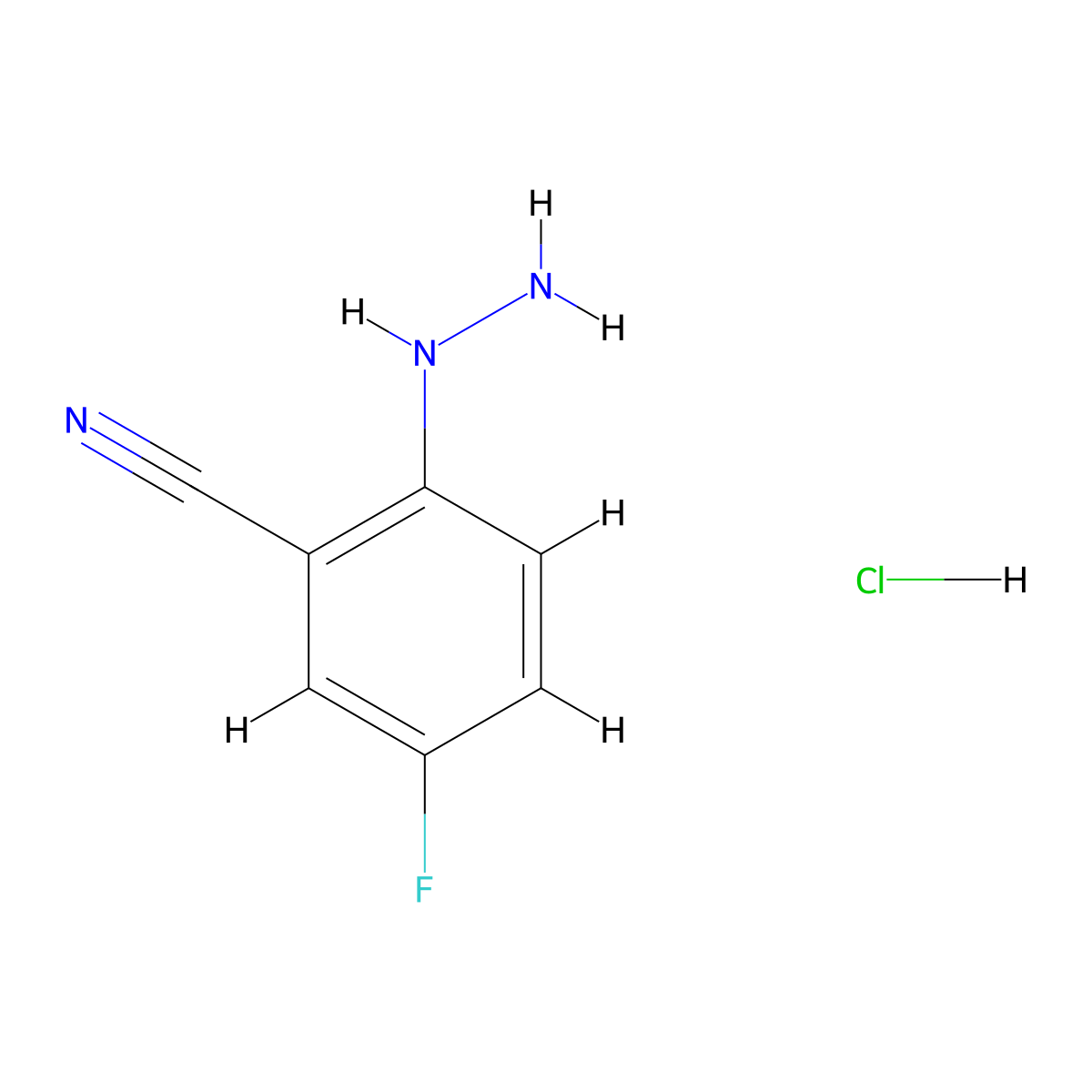 5-Fluoro-2-hydrazinylbenzonitrile hydrochloride molecular structure, CAS 1260838-49-0