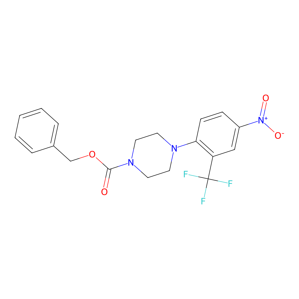 Benzyl 4-[4-nitro-2-(trifluoromethyl)phenyl]piperazine-1-carboxylate molecular structure, CAS 1260839-09-5