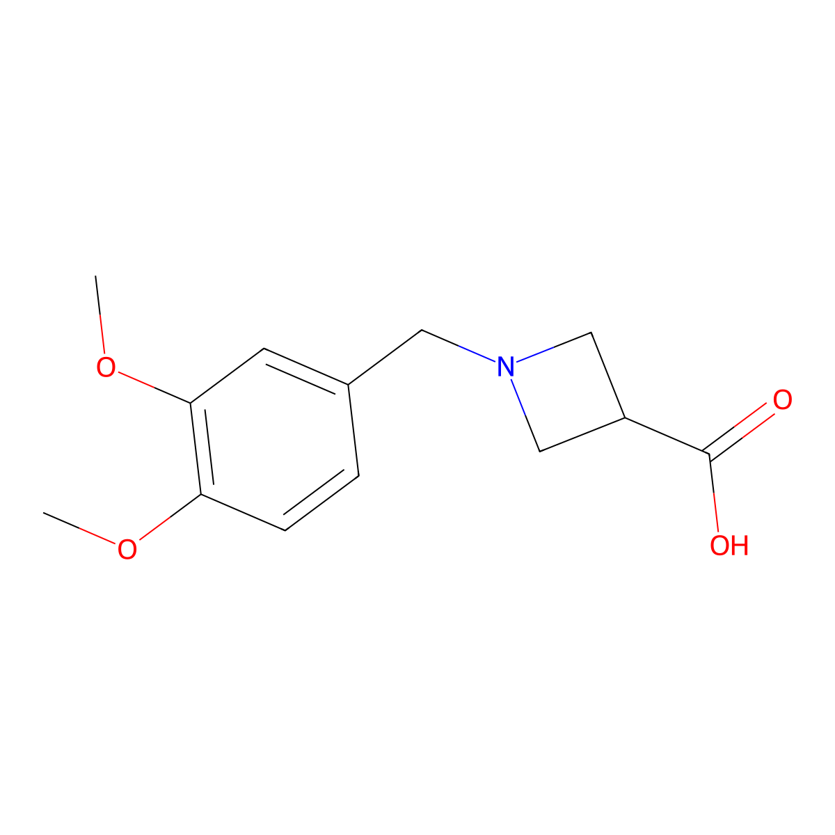 1-[(3,4-Dimethoxyphenyl)methyl]azetidine-3-carboxylic acid molecular structure, CAS 1260839-87-9