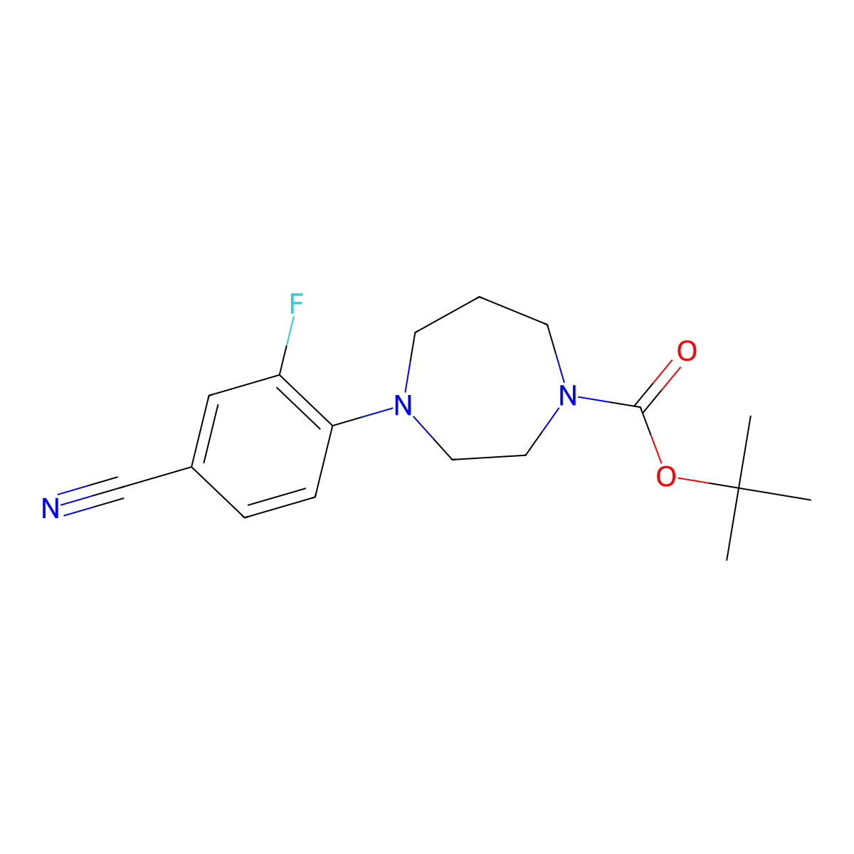 Tert-butyl 4-(4-cyano-2-fluorophenyl)-1,4-diazepane-1-carboxylate molecular structure, CAS 1260840-92-3