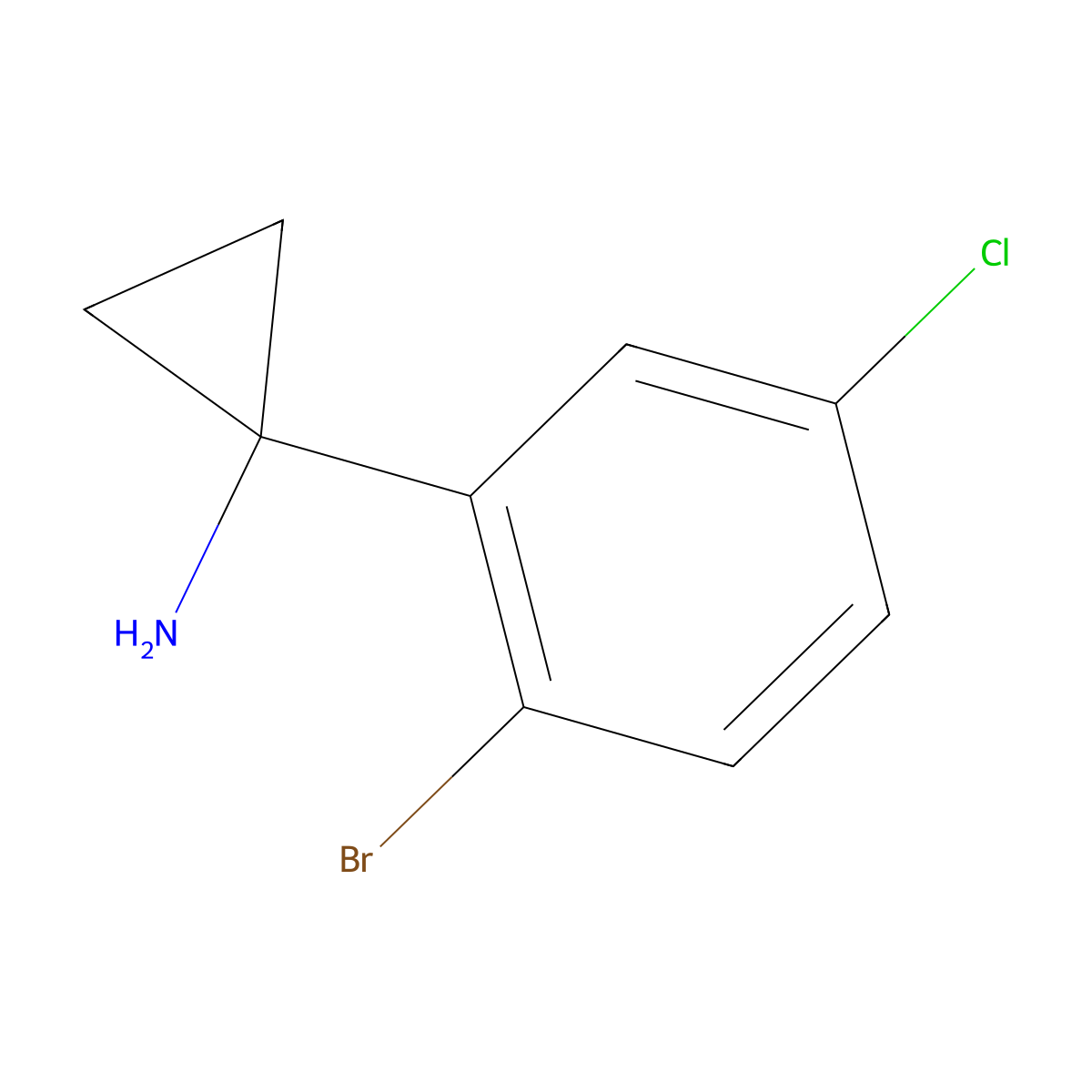1-(2-Bromo-5-chlorophenyl)cyclopropanamine molecular structure, CAS 1260841-26-6