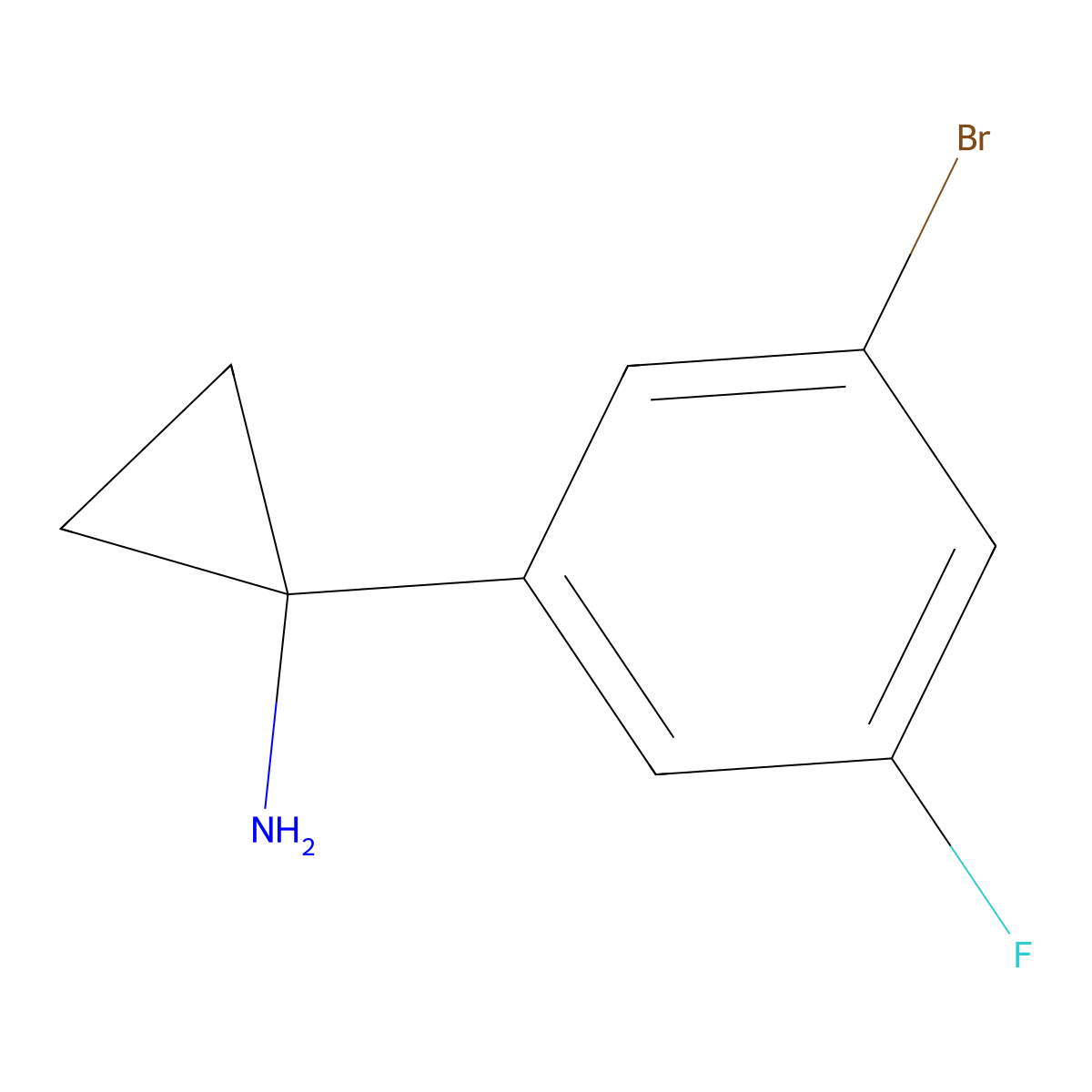 1-(3-Bromo-5-fluorophenyl)cyclopropan-1-amine molecular structure, CAS 1260841-36-8