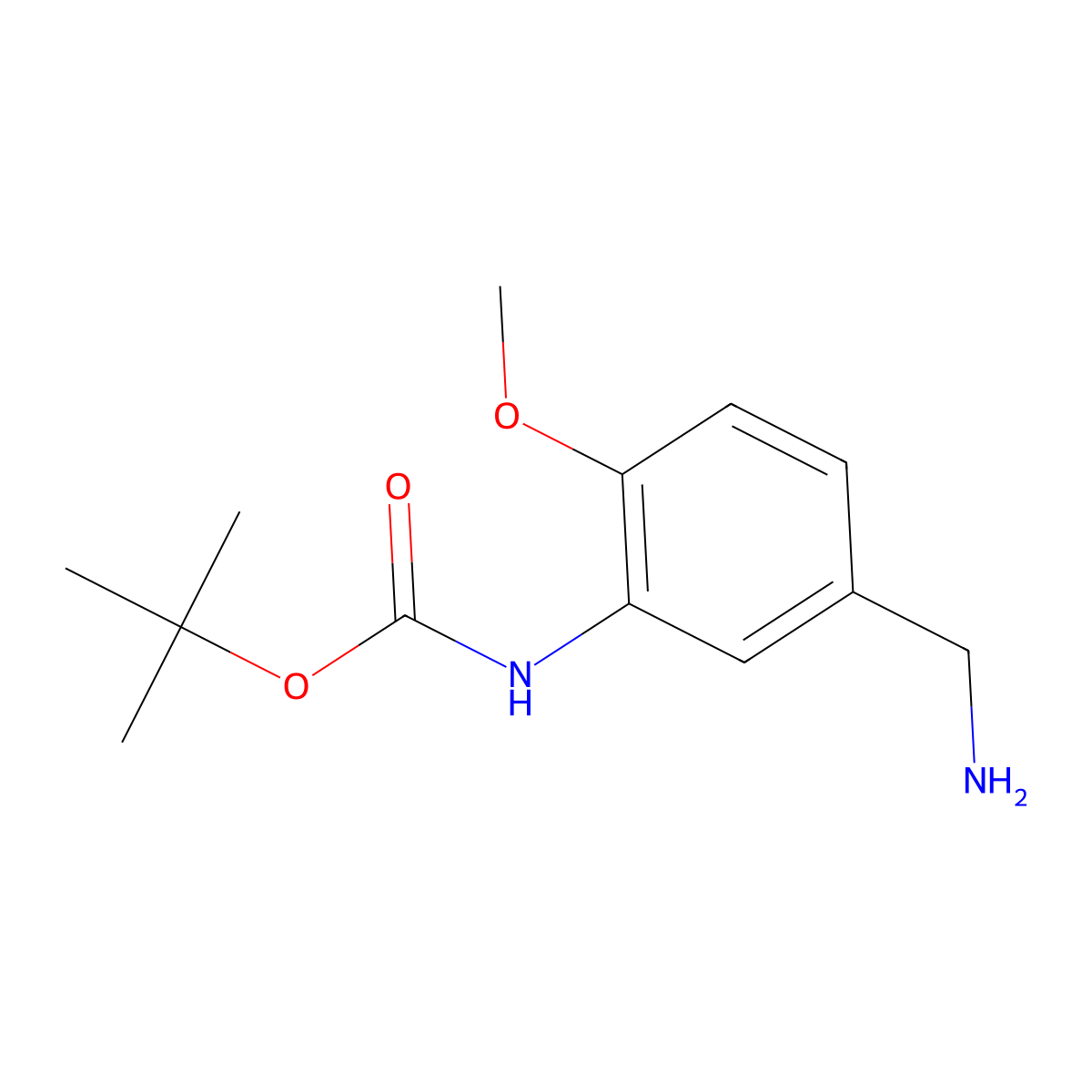 tert-butyl N-[5-(aminomethyl)-2-methoxyphenyl]carbamate molecular structure, CAS 1260843-86-4