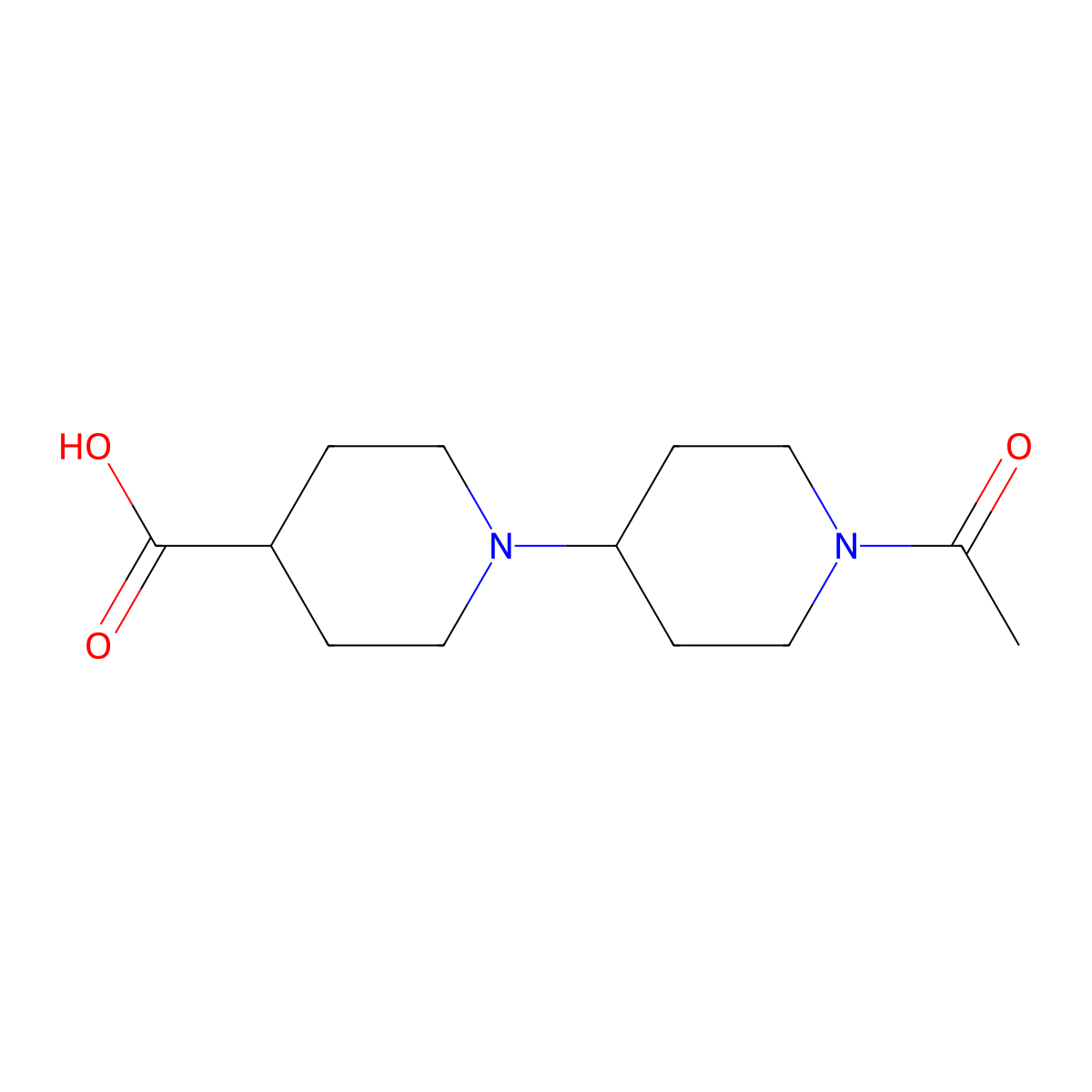 1'-Acetyl-[1,4'-bipiperidine]-4-carboxylic acid molecular structure, CAS 1260843-94-4