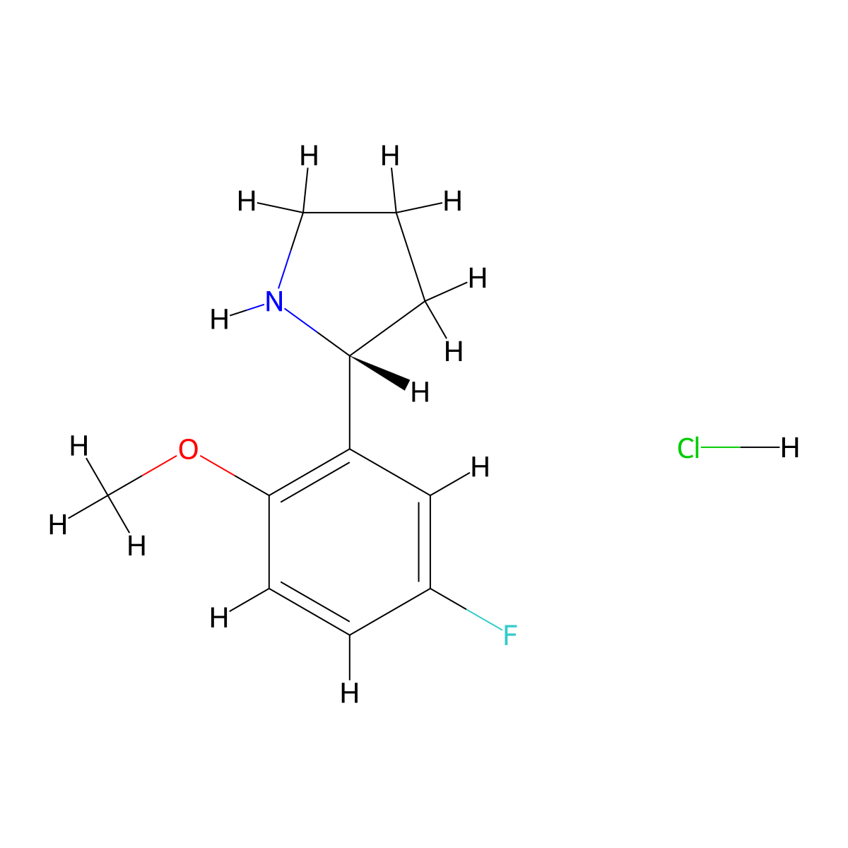 (R)-2-(5-fluoro-2-methoxyphenyl)pyrrolidine hydrochloride molecular structure, CAS 1260845-67-7