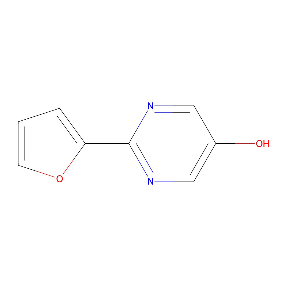 5-Hydroxy-2-(2-furyl)pyrimidine molecular structure, CAS 1260845-73-5