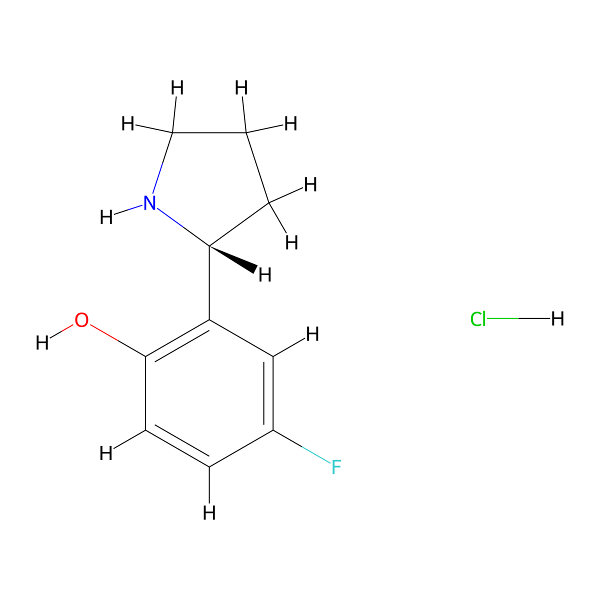 (R)-4-fluoro-2-(pyrrolidin-2-yl)phenol hydrochloride molecular structure, CAS 1260846-88-5