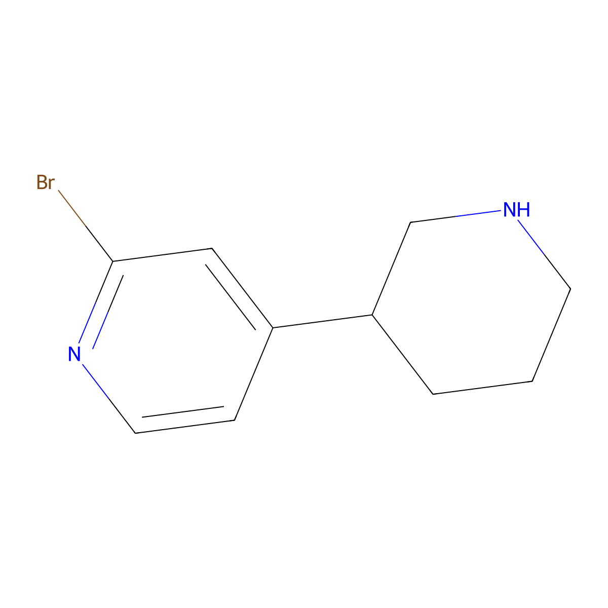 2-Bromo-4-(piperidin-3-yl)pyridine molecular structure, CAS 1260848-12-1