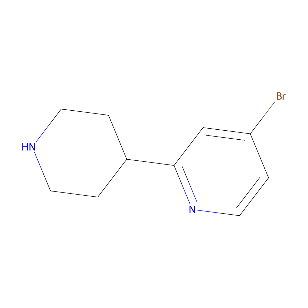 4-Bromo-2-(piperidin-4-yl)pyridine molecular structure, CAS 1260848-37-0