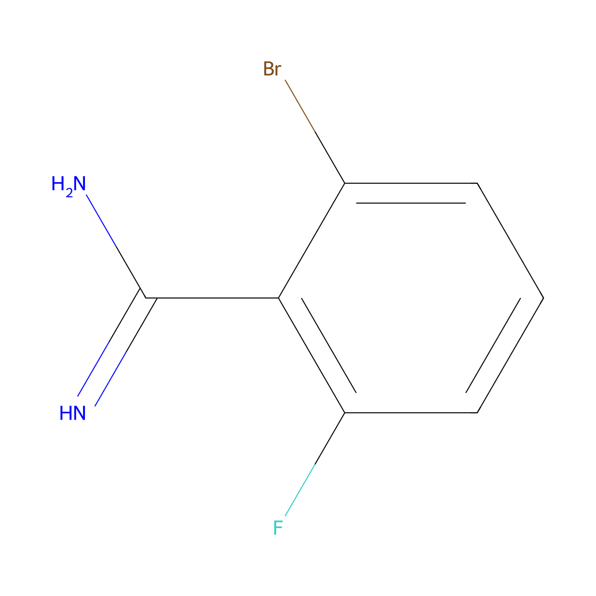 2-Bromo-6-fluorobenzene-1-carboximidamide molecular structure, CAS 1260848-55-2