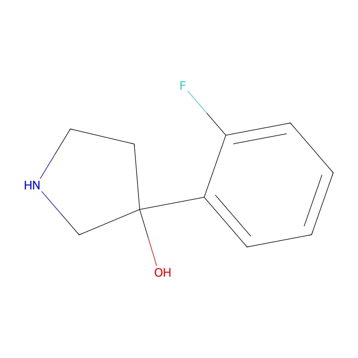 3-(2-Fluorophenyl)pyrrolidin-3-ol molecular structure, CAS 1260850-49-4