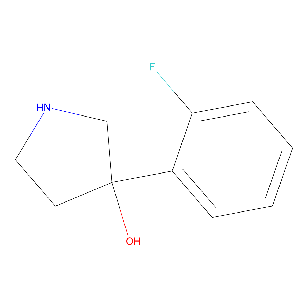3-(2-Fluorophenyl)pyrrolidin-3-ol molecular structure, CAS 1260850-49-4