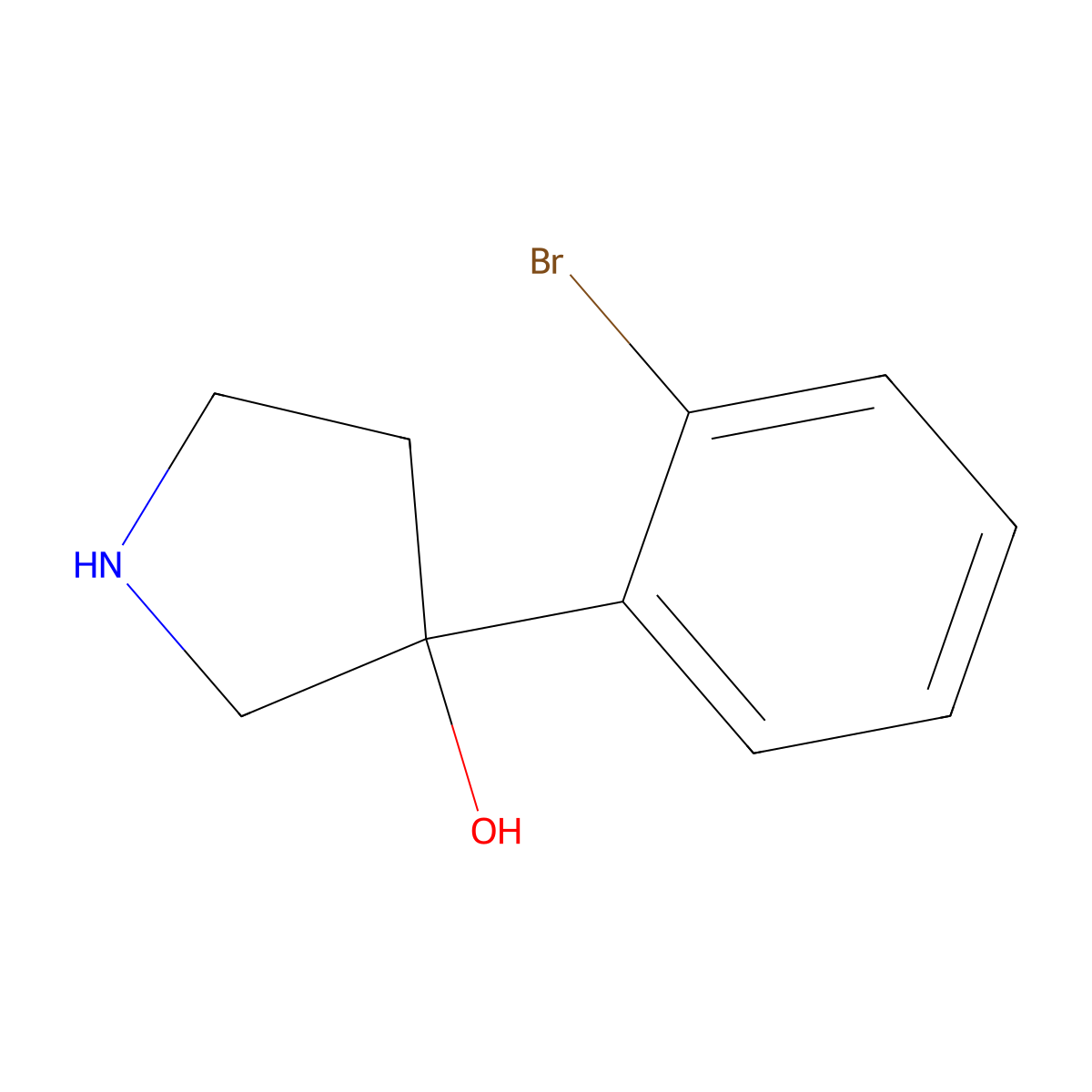 3-(2-Bromophenyl)pyrrolidin-3-ol molecular structure, CAS 1260852-62-7