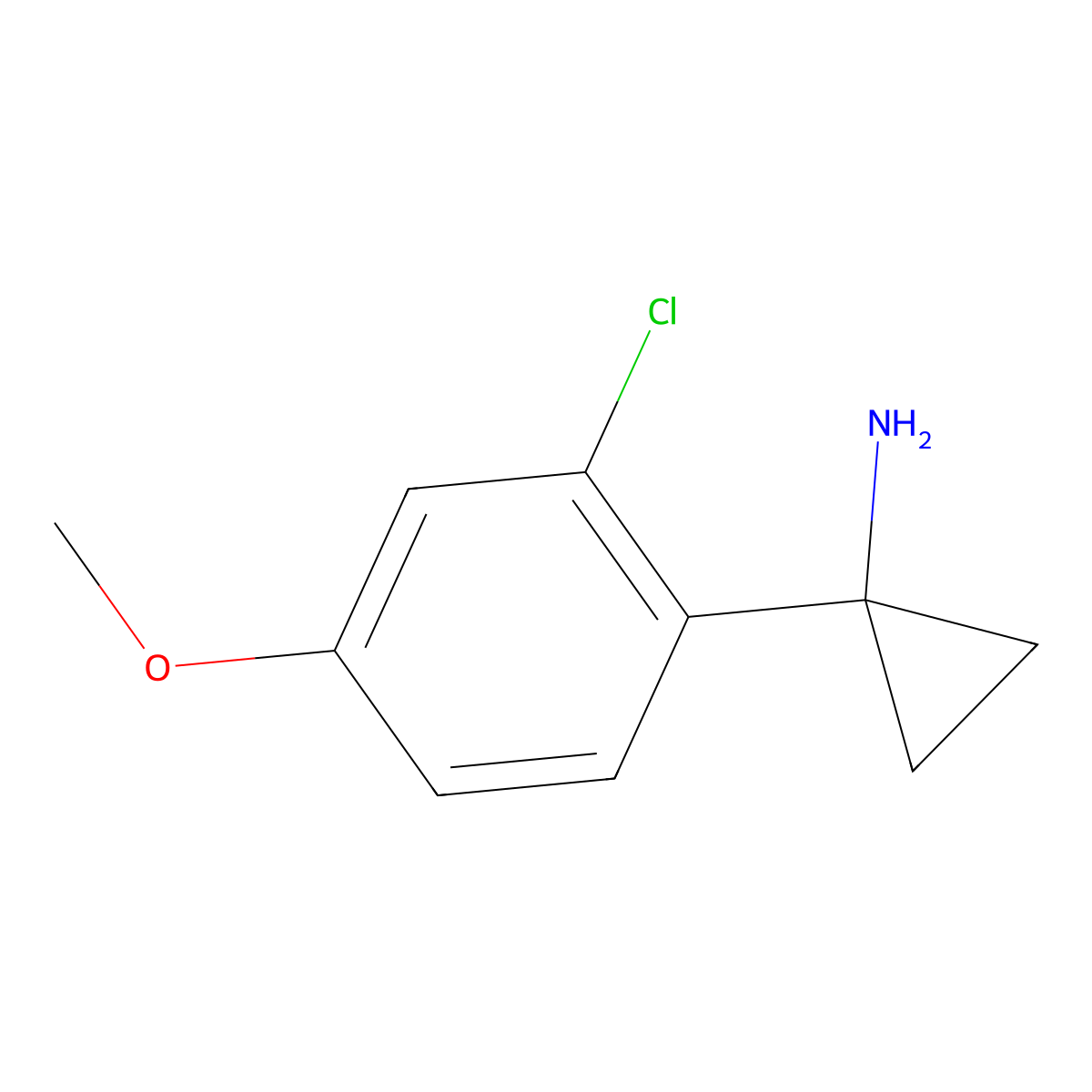 1-(2-Chloro-4-methoxyphenyl)cyclopropan-1-amine molecular structure, CAS 1260852-72-9