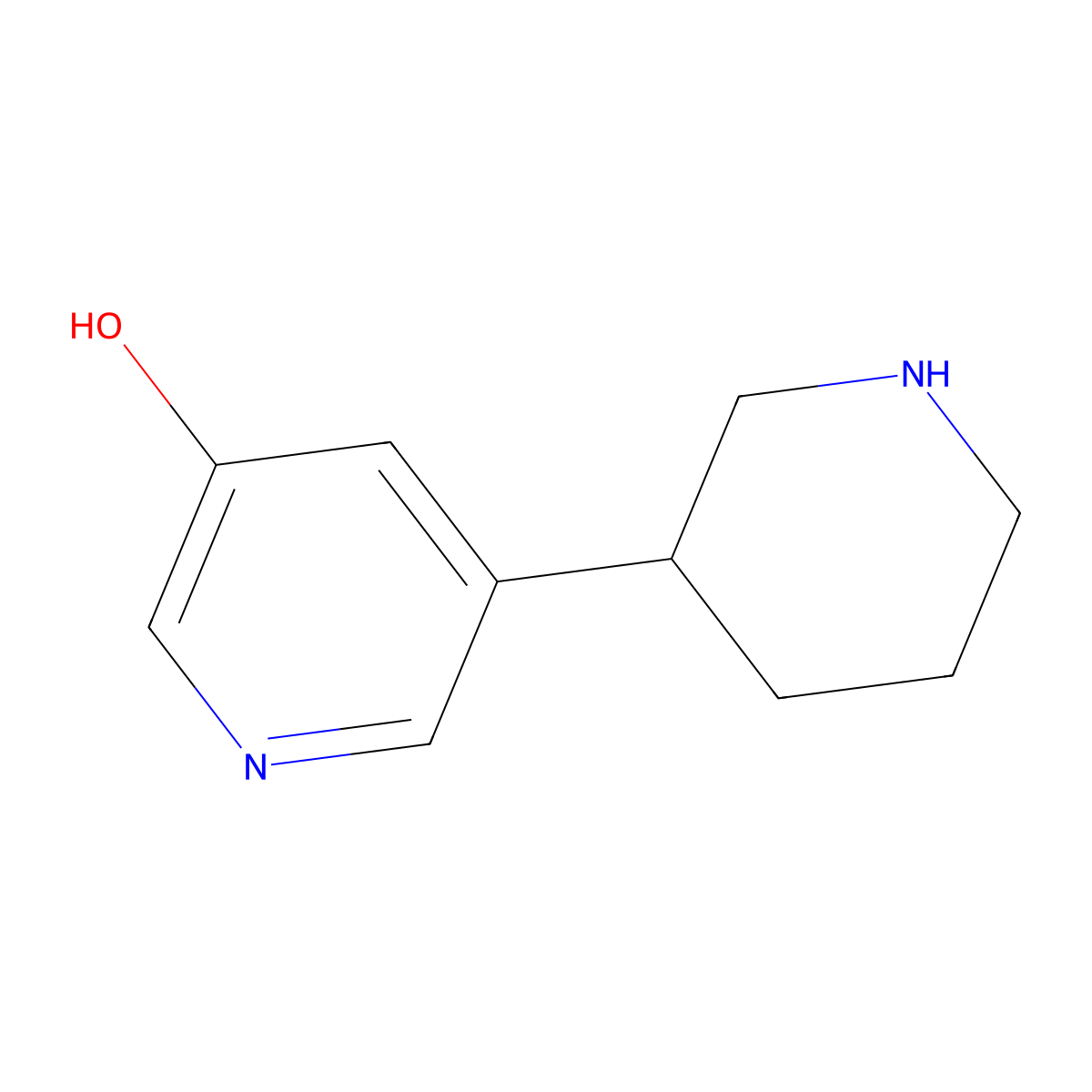 3-Hydroxy-5-(piperidin-3-yl)pyridine molecular structure, CAS 1260852-74-1