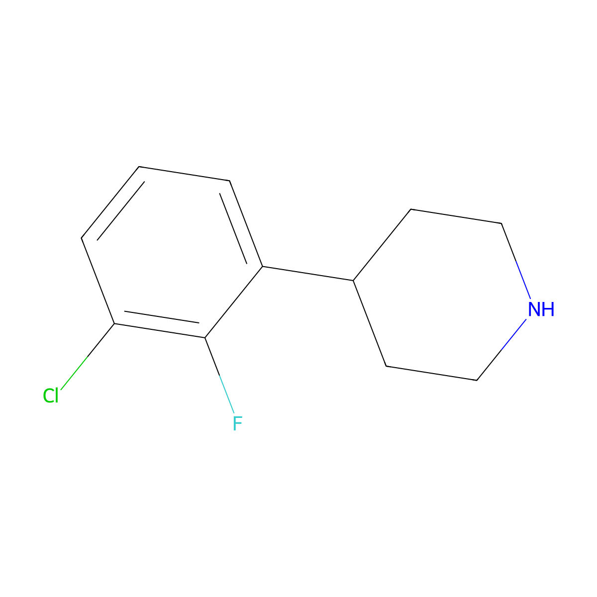4-(3-Chloro-2-fluorophenyl)piperidine molecular structure, CAS 1260853-25-5
