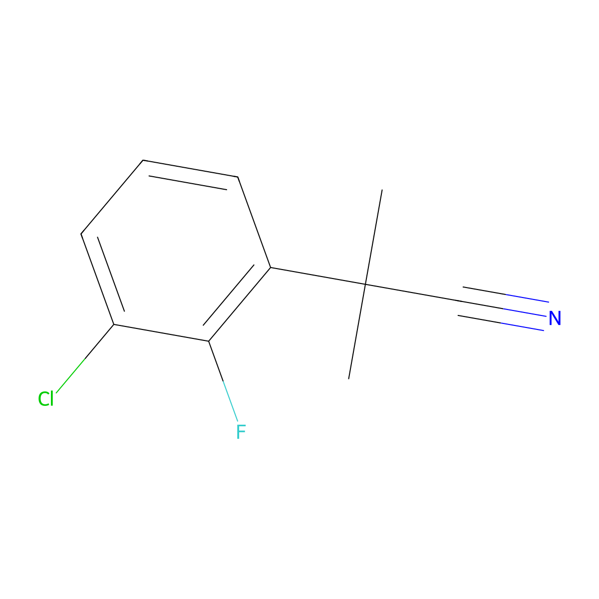 2-(3-Chloro-2-fluorophenyl)-2-methylpropanenitrile molecular structure, CAS 1260853-46-0