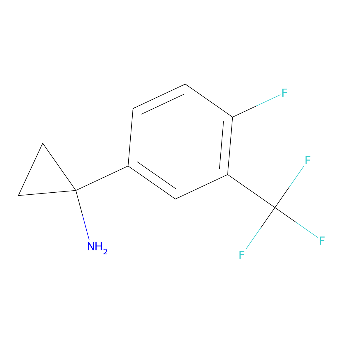 1-(4-Fluoro-3-(trifluoromethyl)phenyl)cyclopropanamine molecular structure, CAS 1260853-73-3