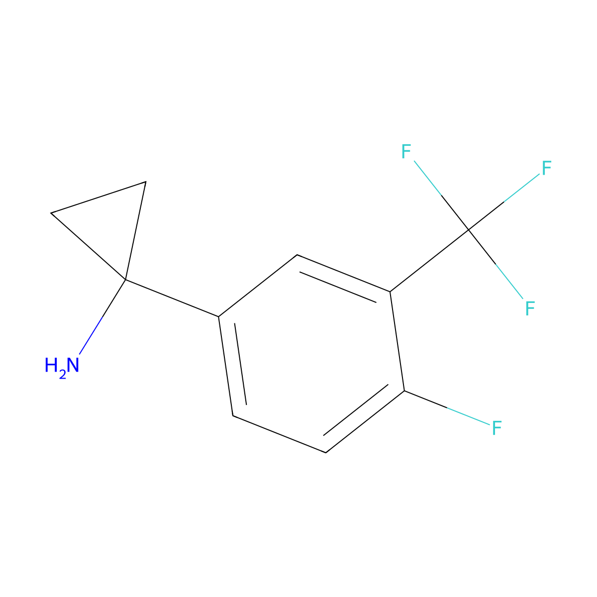 1-(4-Fluoro-3-(trifluoromethyl)phenyl)cyclopropanamine molecular structure, CAS 1260853-73-3