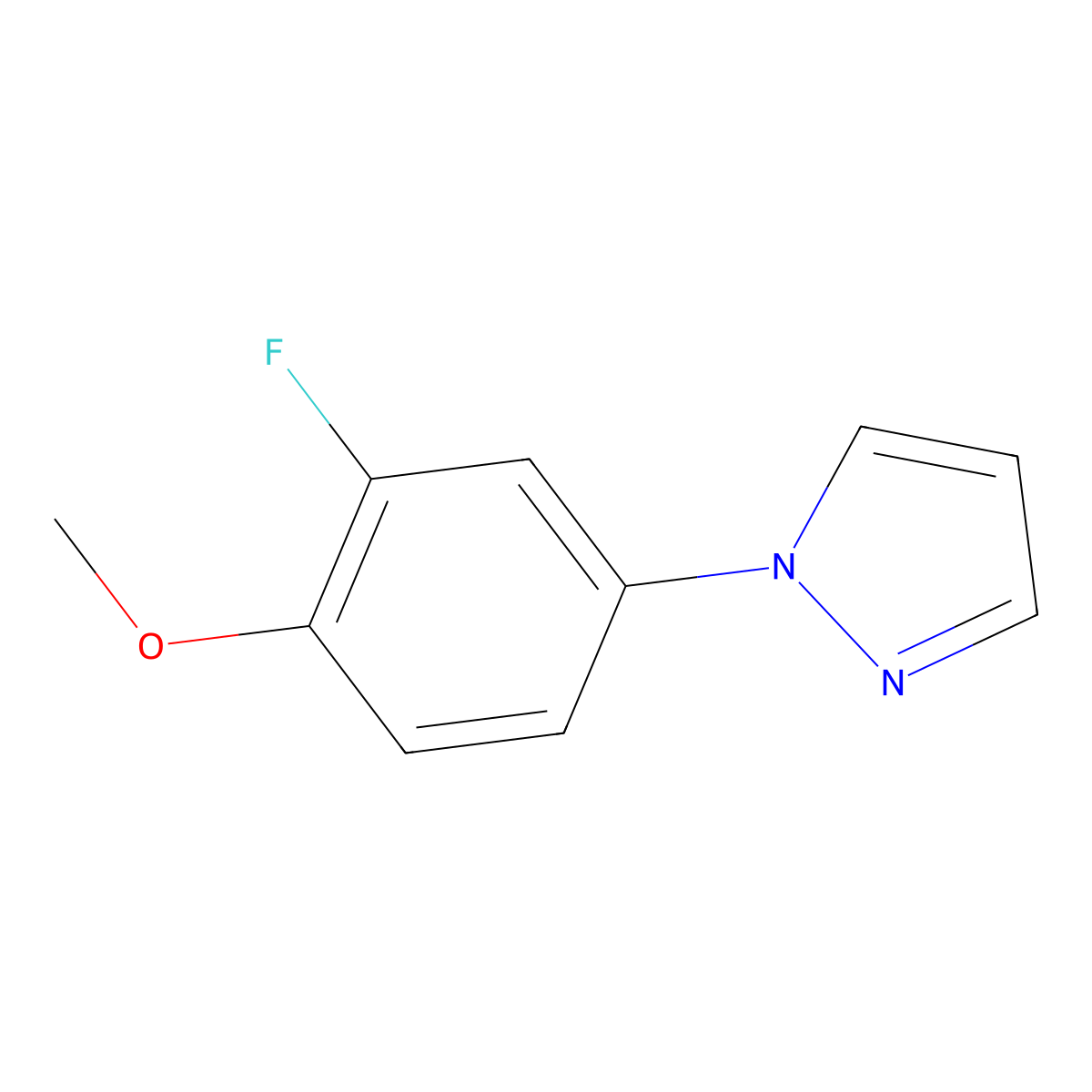 1-(3-fluoro-4-methoxyphenyl)-1H-pyrazole molecular structure, CAS 1260853-84-6