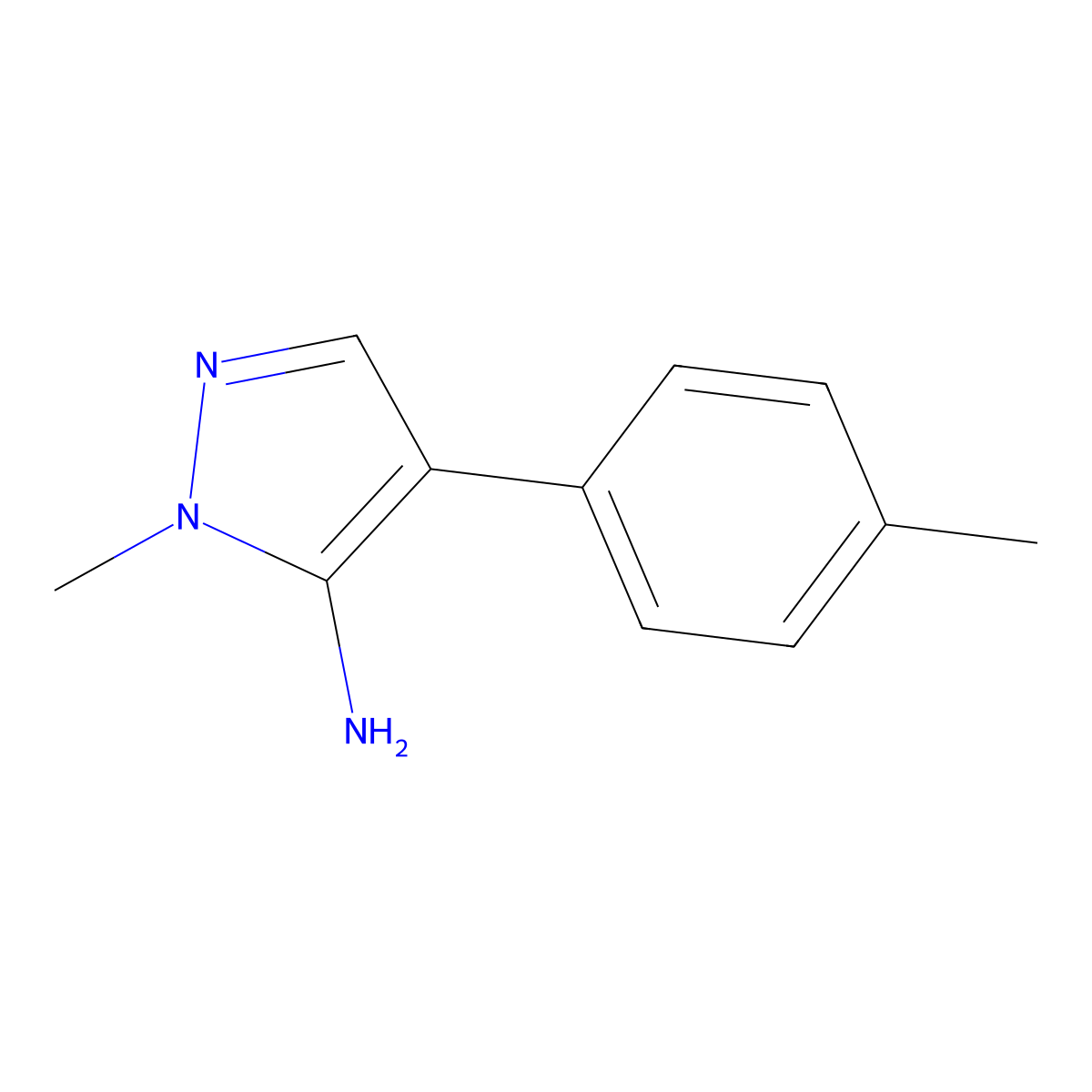 1-Methyl-4-(4-methylphenyl)-1H-pyrazol-5-amine molecular structure, CAS 1260854-70-3