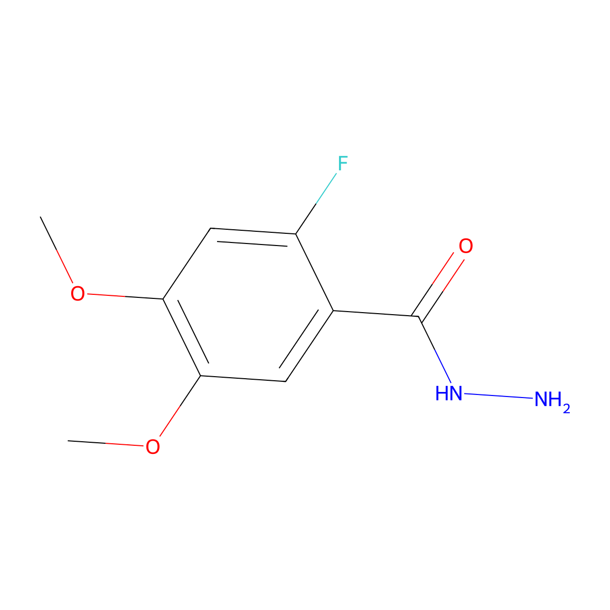 Benzoic acid, 2-fluoro-4,5-dimethoxy-, hydrazide molecular structure, CAS 1260855-26-2
