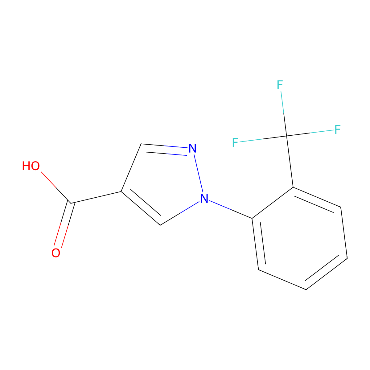 1-(2-(Trifluoromethyl)phenyl)-1H-pyrazole-4-carboxylic acid molecular structure, CAS 1260855-51-3
