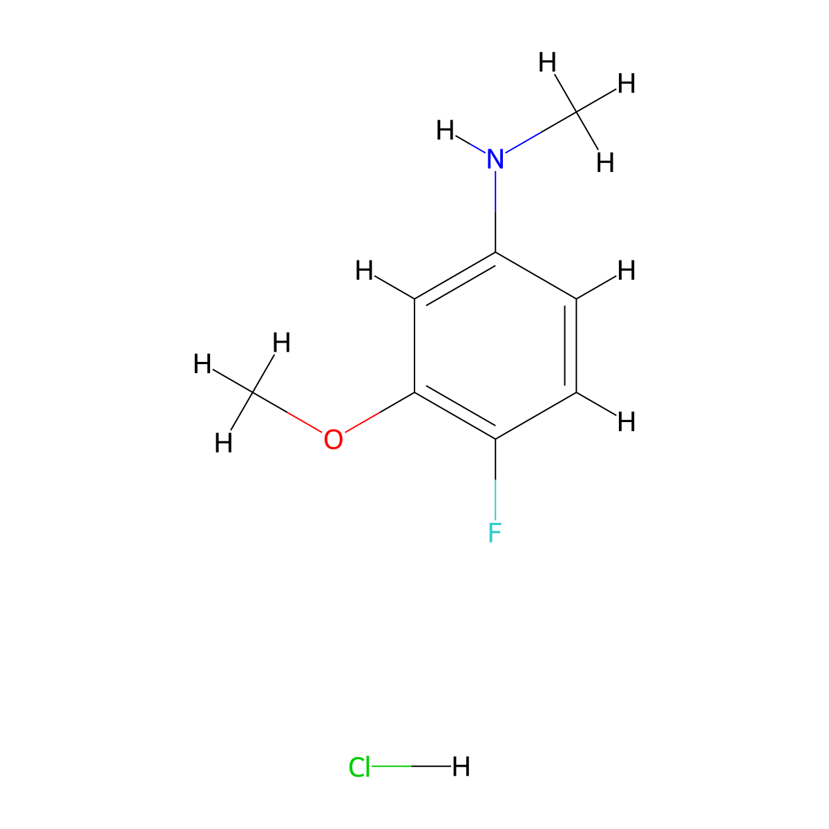 4-fluoro-3-methoxy-N-methylaniline hydrochloride molecular structure, CAS 1260856-66-3
