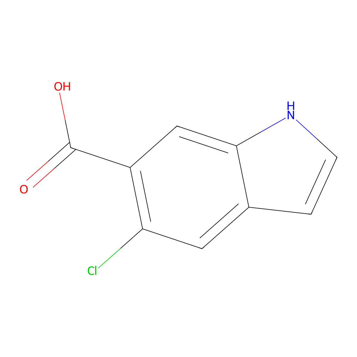 5-chloro-1H-indole-6-carboxylic acid molecular structure, CAS 1260858-55-6
