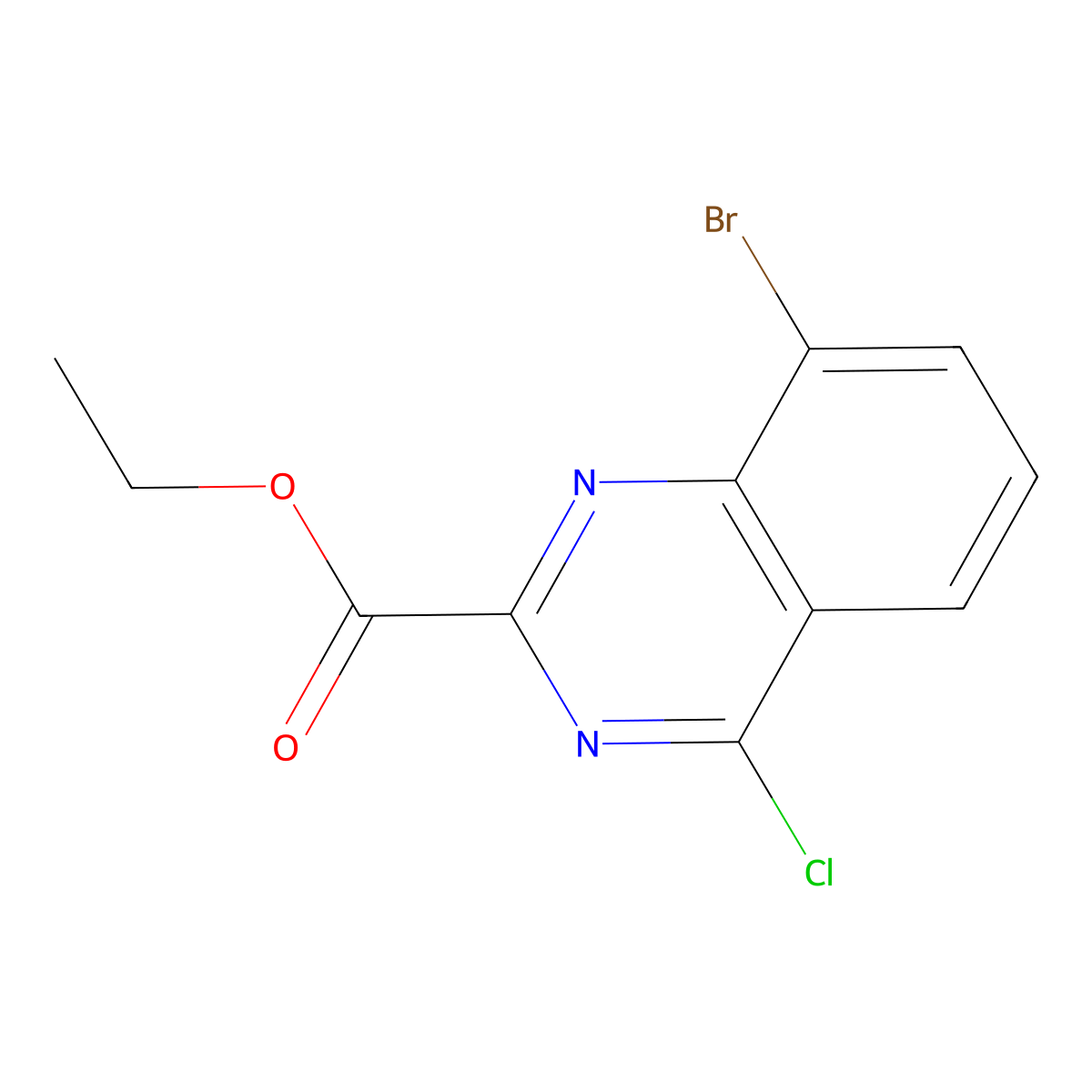 Ethyl 8-bromo-4-chloroquinazoline-2-carboxylate molecular structure, CAS 1260859-29-7