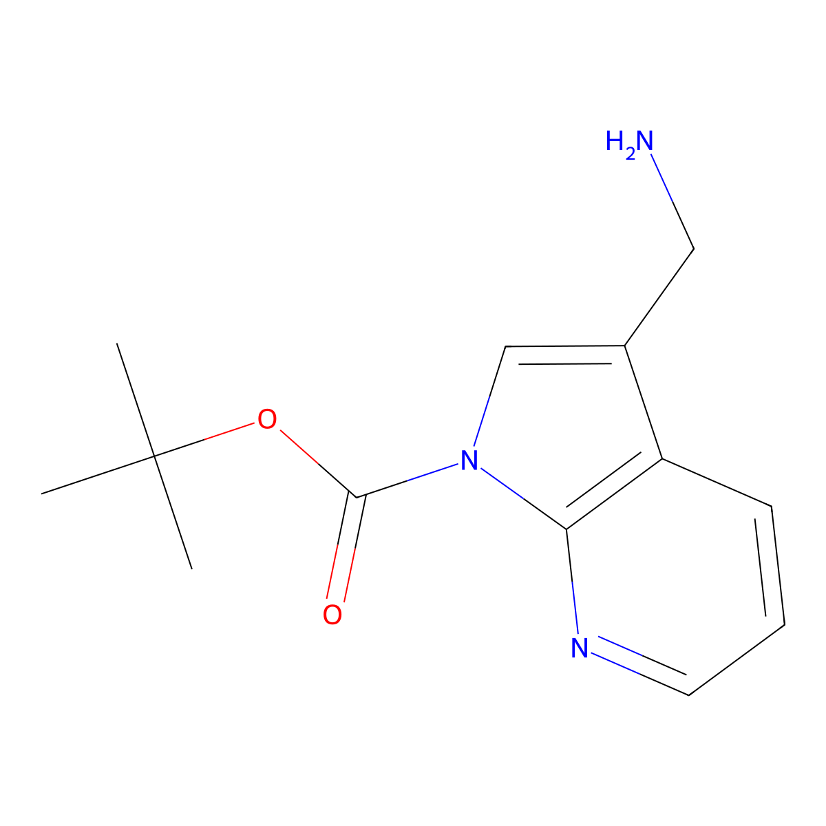 tert-Butyl 3-(aminomethyl)-1H-pyrrolo[2,3-b]pyridine-1-carboxylate molecular structure, CAS 1260859-36-6