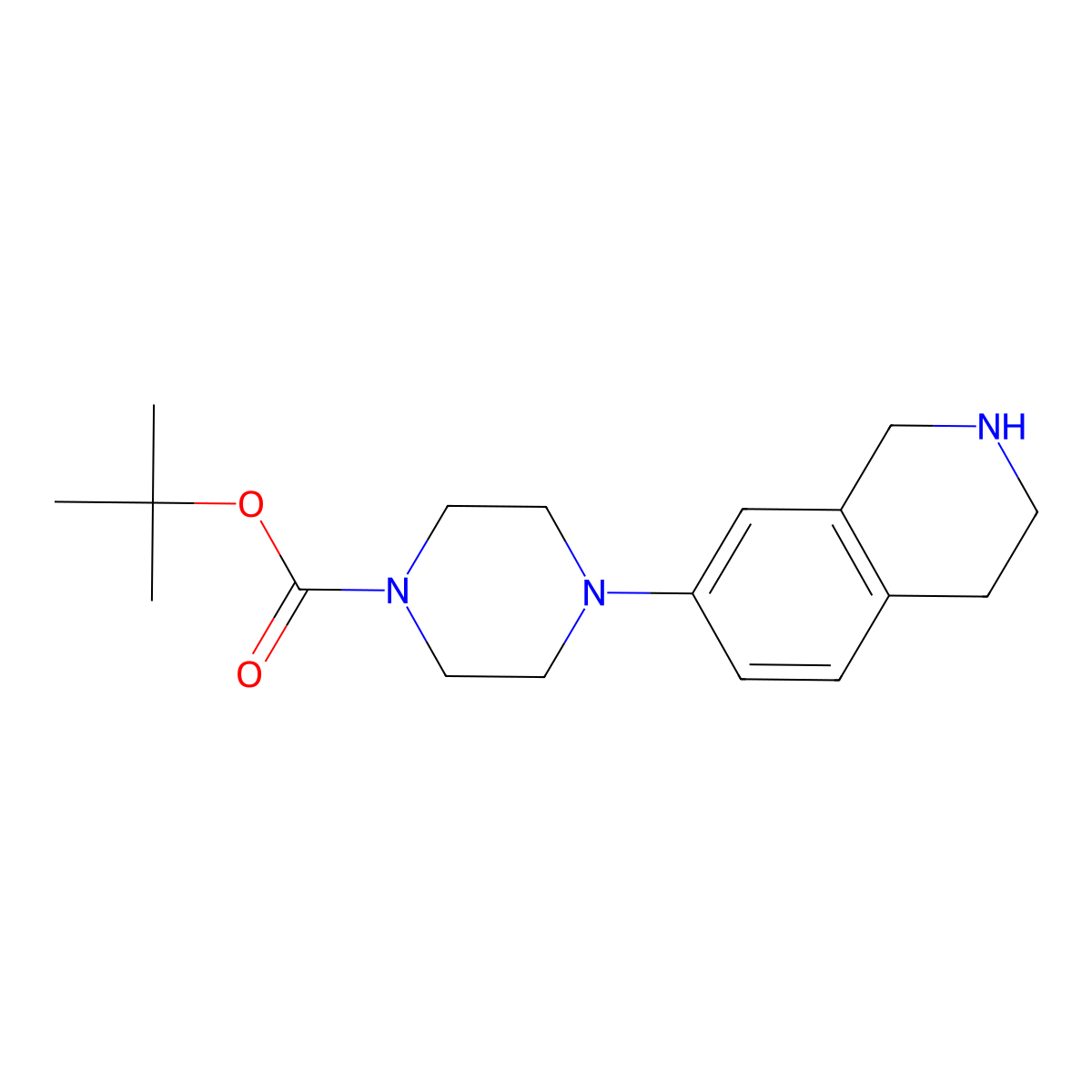 Tert-butyl 4-(1,2,3,4-tetrahydroisoquinolin-7-yl)piperazine-1-carboxylate molecular structure, CAS 1260860-50-1