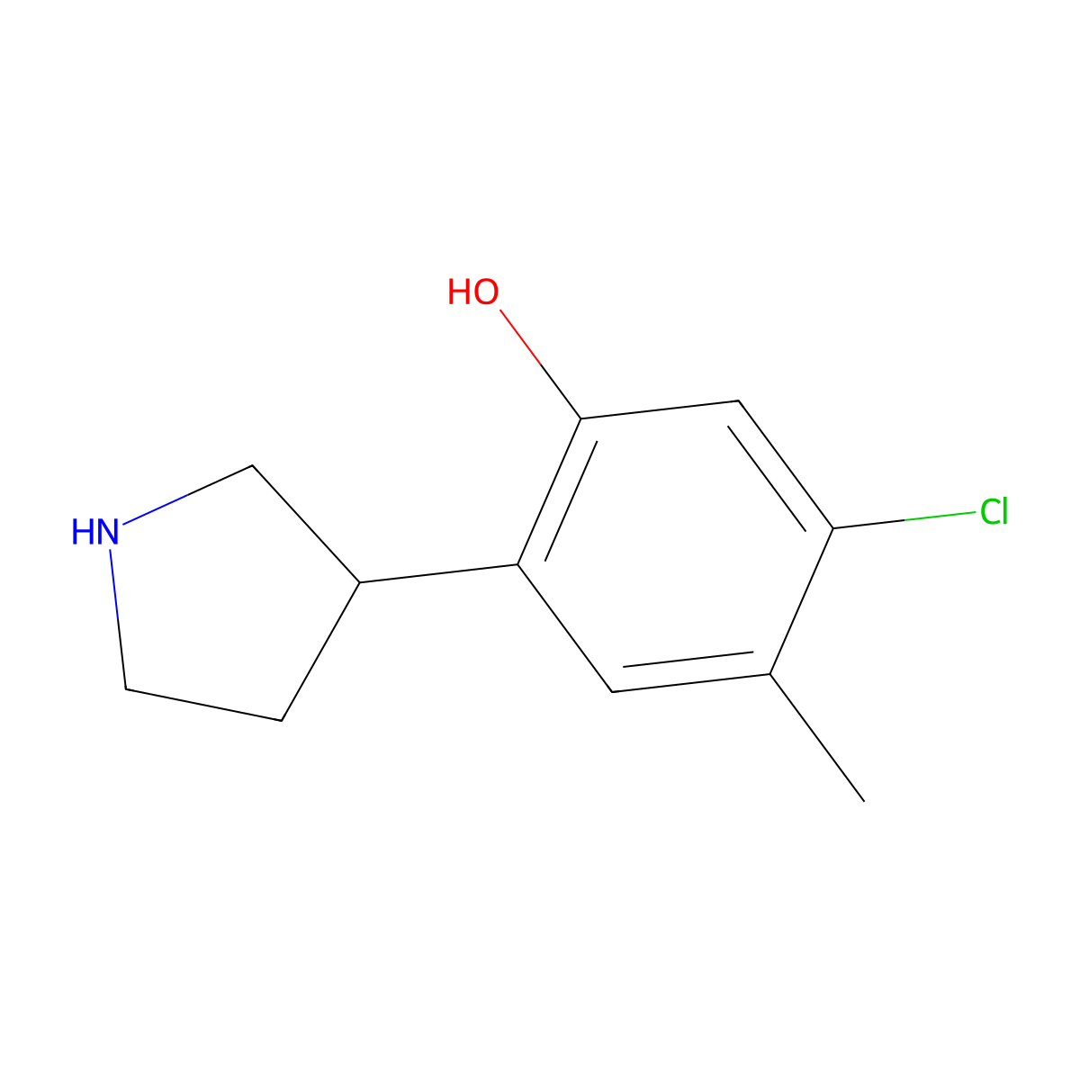 5-Chloro-4-methyl-2-(pyrrolidin-3-yl)phenol molecular structure, CAS 1260860-68-1