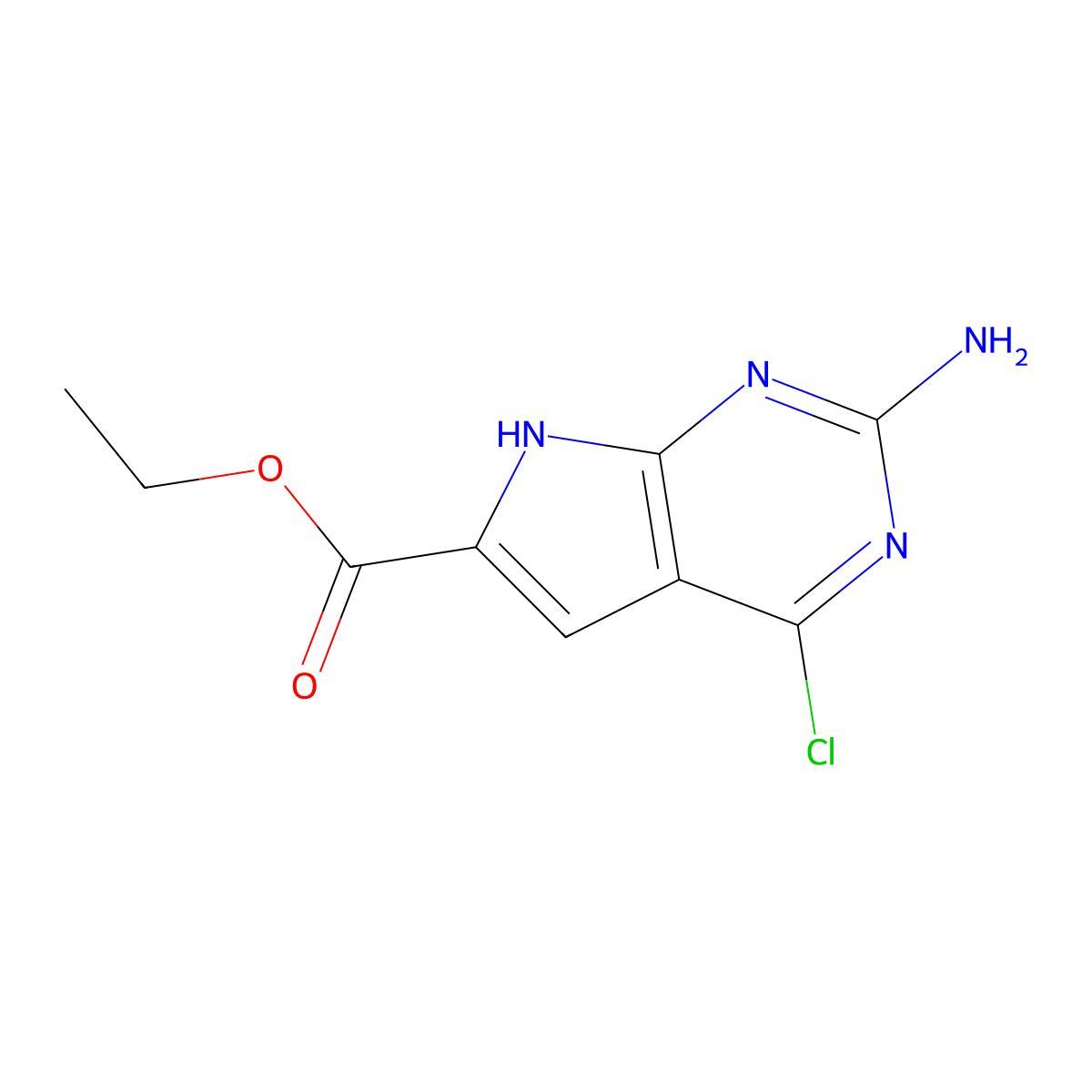 Ethyl 2-amino-4-chloro-7H-pyrrolo[2,3-d]pyrimidine-6-carboxylate molecular structure, CAS 1260860-78-3