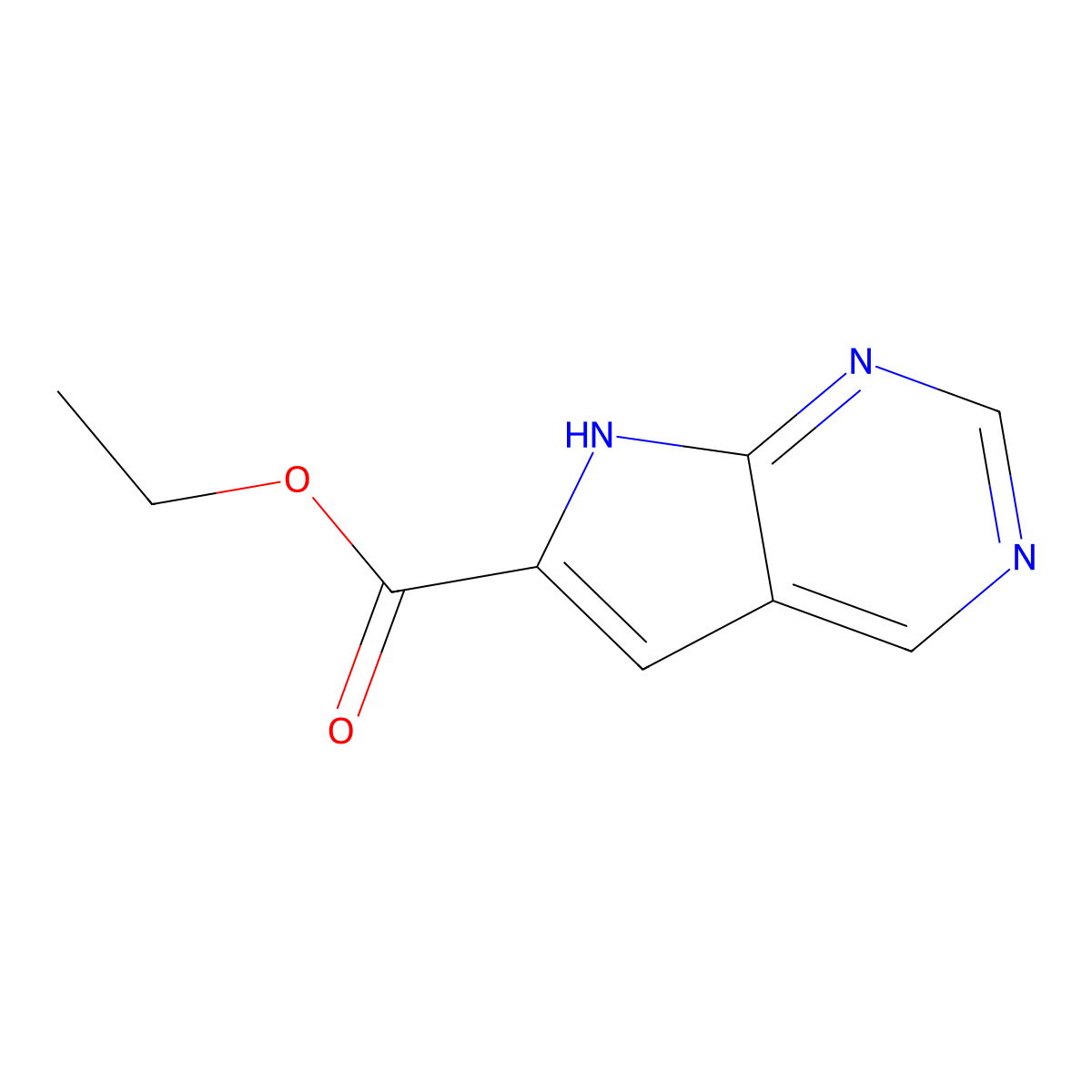 Ethyl 7H-pyrrolo[2,3-d]pyrimidine-6-carboxylate molecular structure, CAS 1260860-81-8