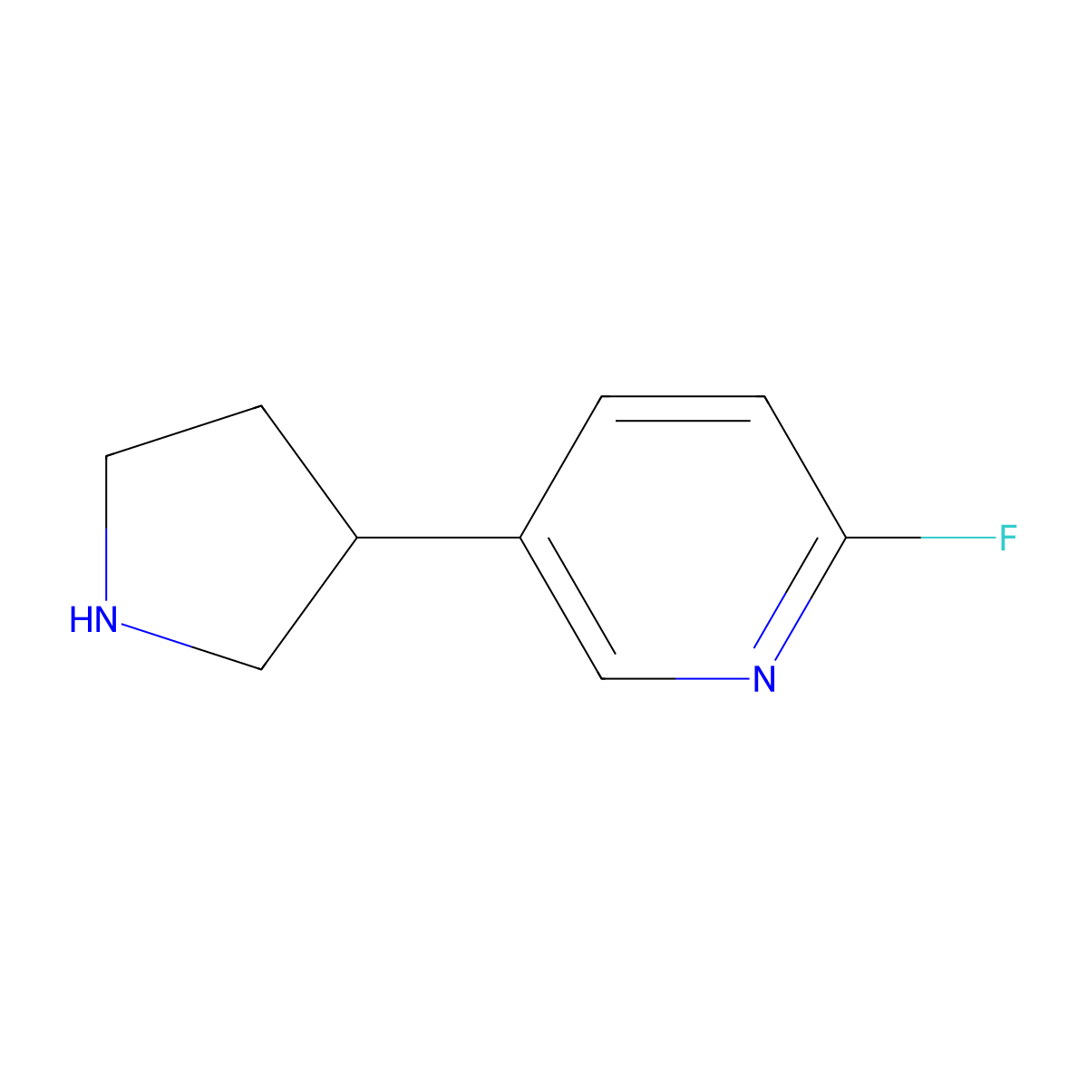 2-Fluoro-5-(pyrrolidin-3-yl)pyridine molecular structure, CAS 1260863-23-7