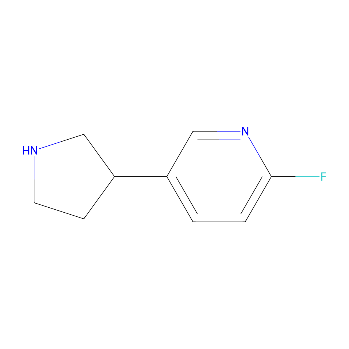 2-Fluoro-5-(pyrrolidin-3-yl)pyridine molecular structure, CAS 1260863-23-7
