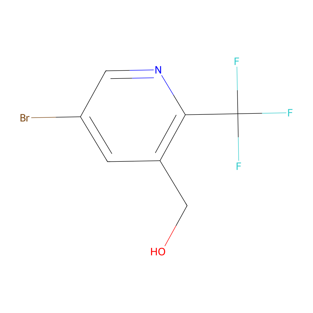 (5-Bromo-2-(trifluoromethyl)pyridin-3-yl)methanol molecular structure, CAS 1260863-46-4