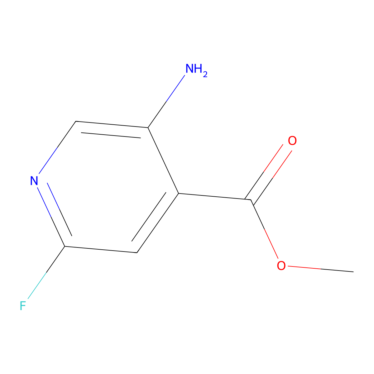 Methyl 5-amino-2-fluoroisonicotinate molecular structure, CAS 1260864-17-2