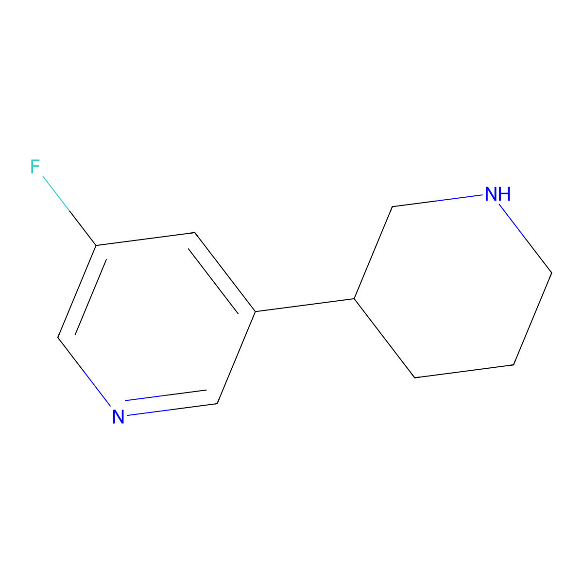 3-Fluoro-5-(piperidin-3-yl)pyridine molecular structure, CAS 1260864-37-6