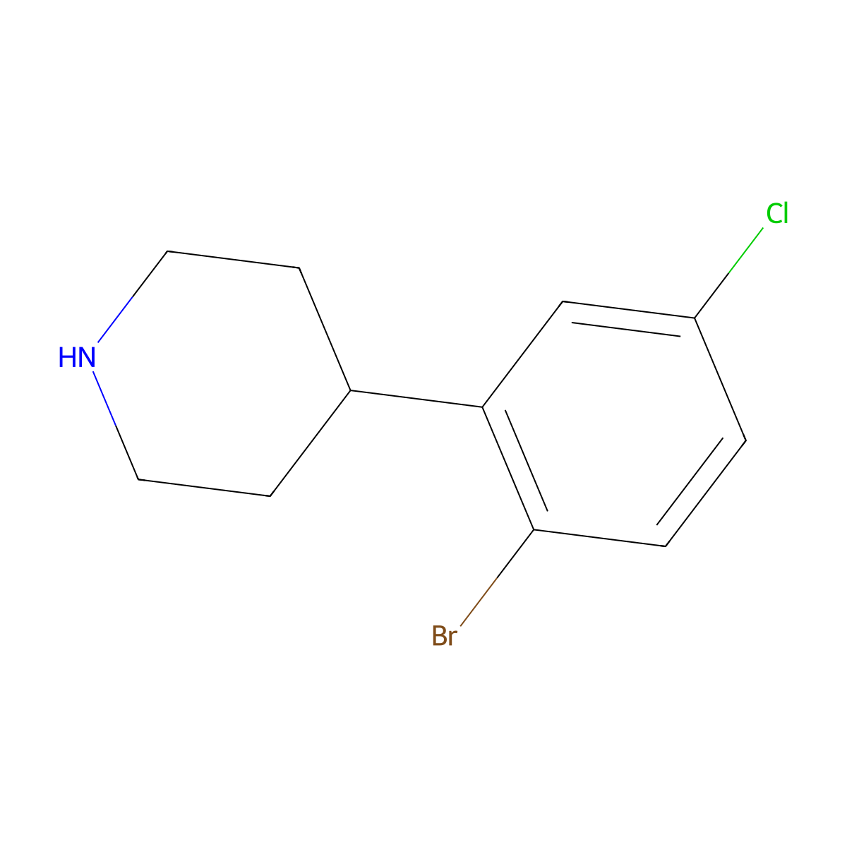 4-(2-Bromo-5-chlorophenyl)piperidine molecular structure, CAS 1260865-60-8