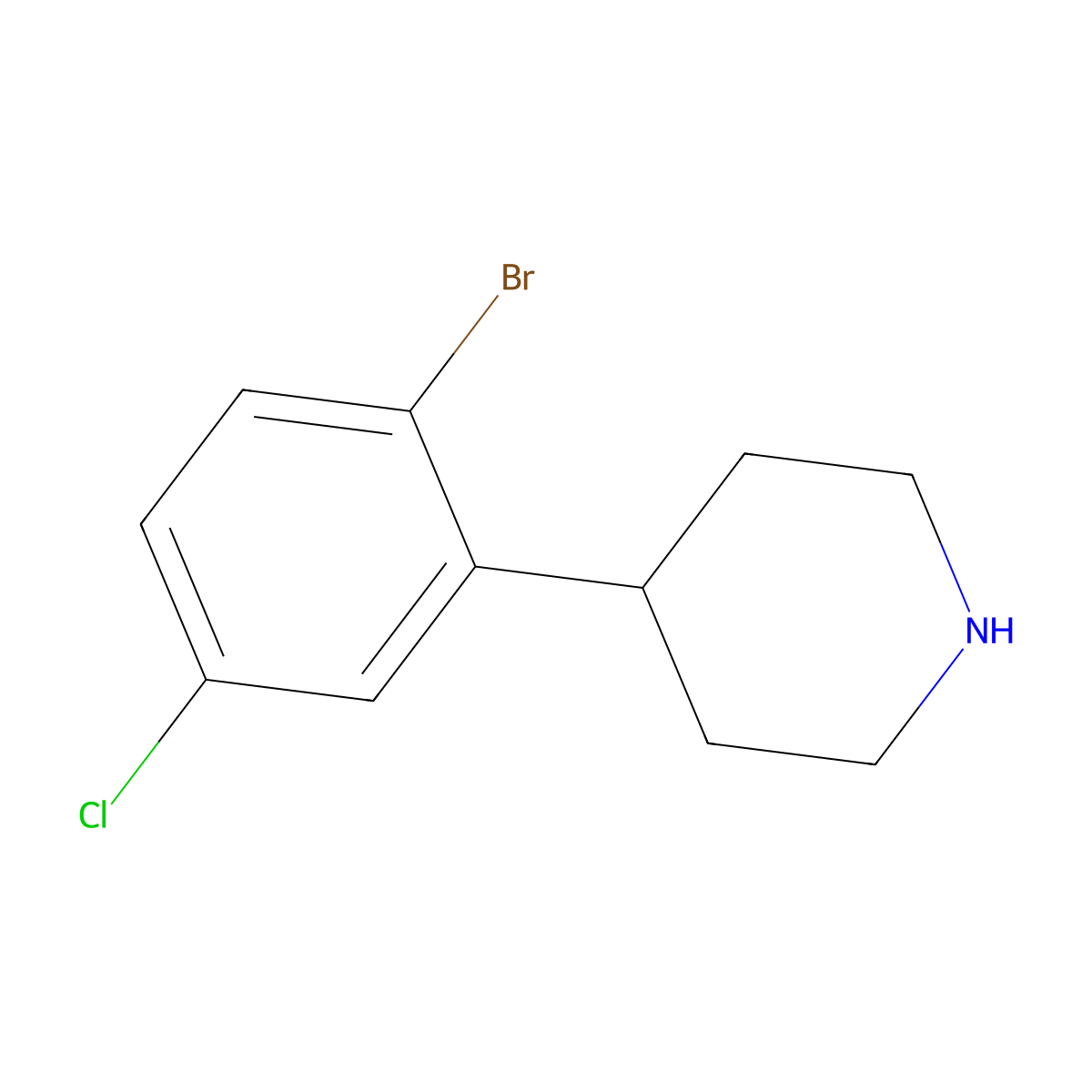 4-(2-Bromo-5-chlorophenyl)piperidine molecular structure, CAS 1260865-60-8